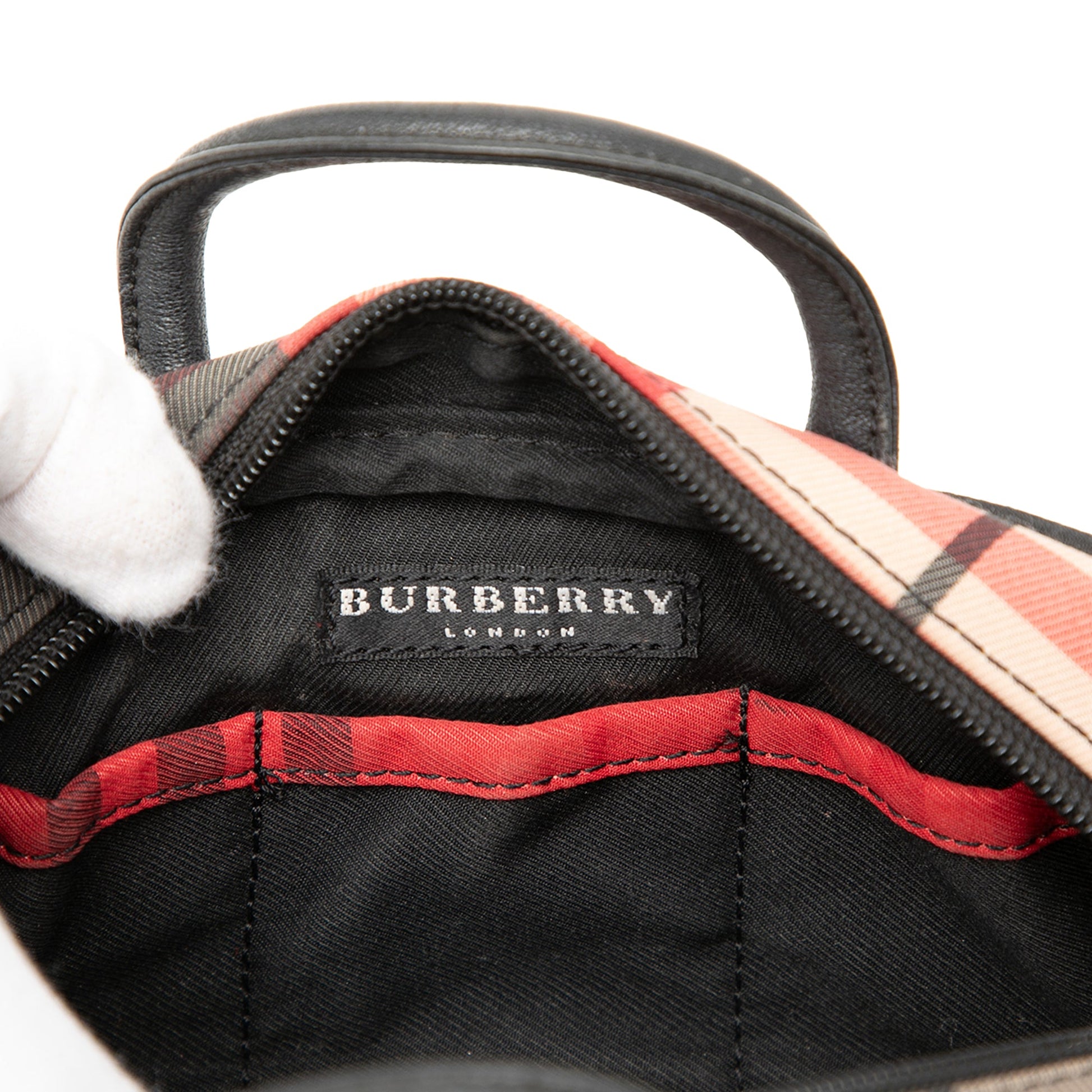 Burberry Mini Exploded Check Canvas Handbag