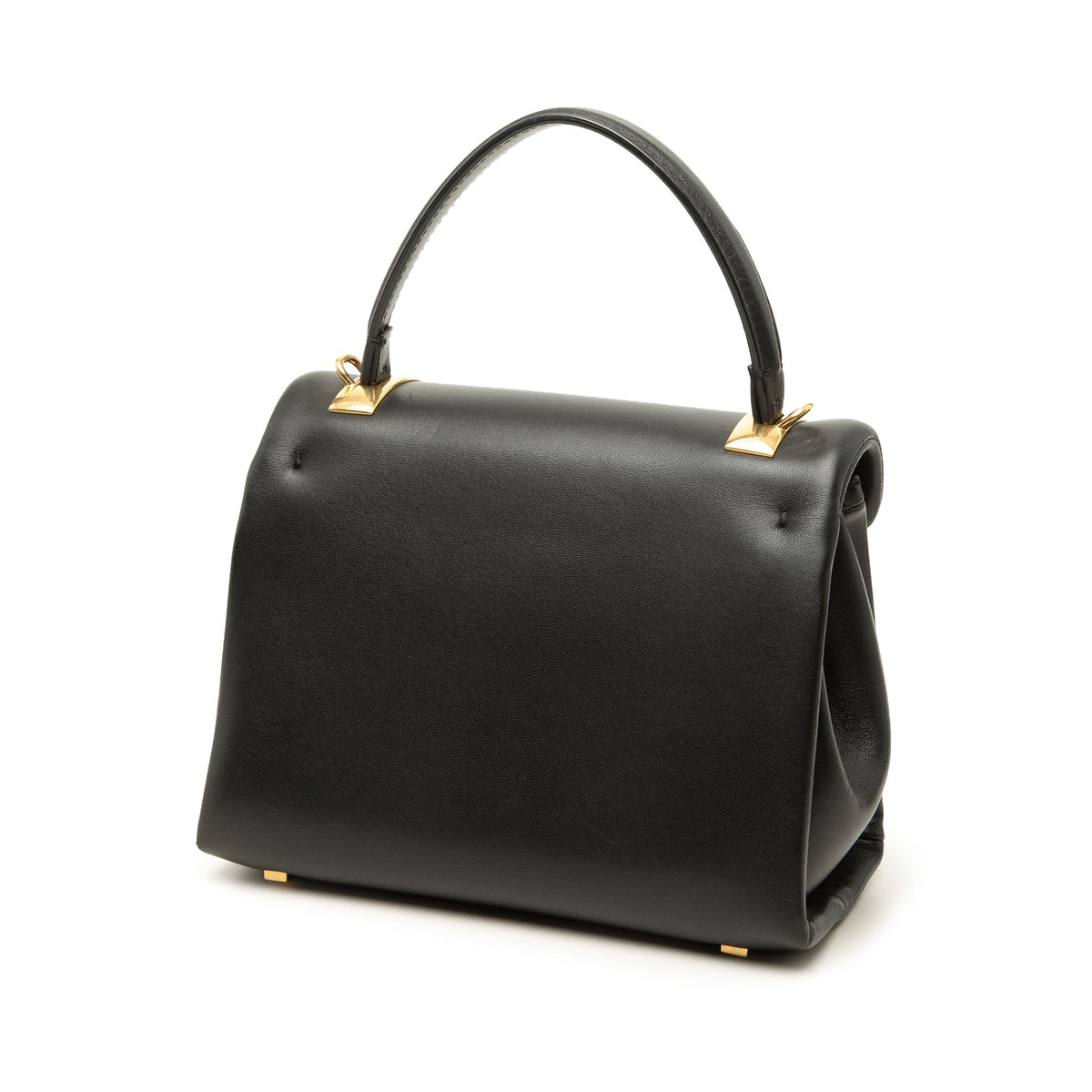 Valentino Mini Leather One Stud Top Handle Bag — Black