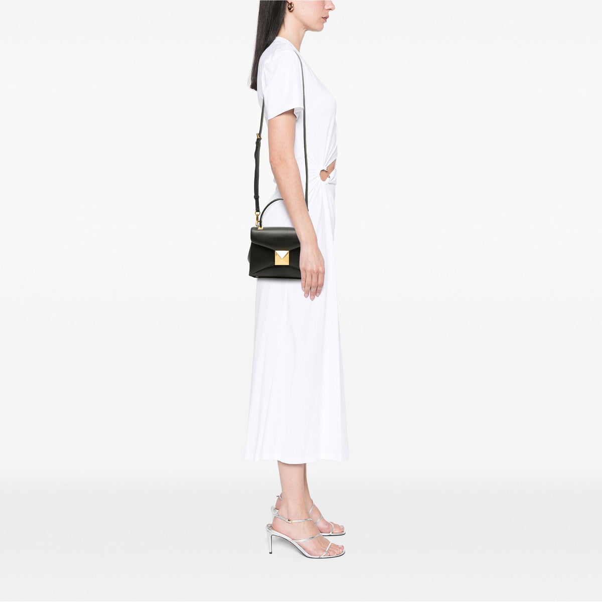 Valentino Mini Leather One Stud Top Handle Bag — Black