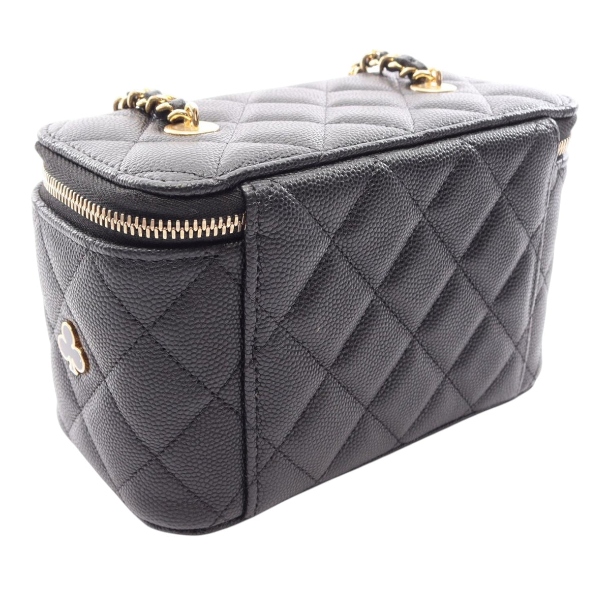 Chanel Small Quilted Caviar Coco Casino Vanity Case With Chain
