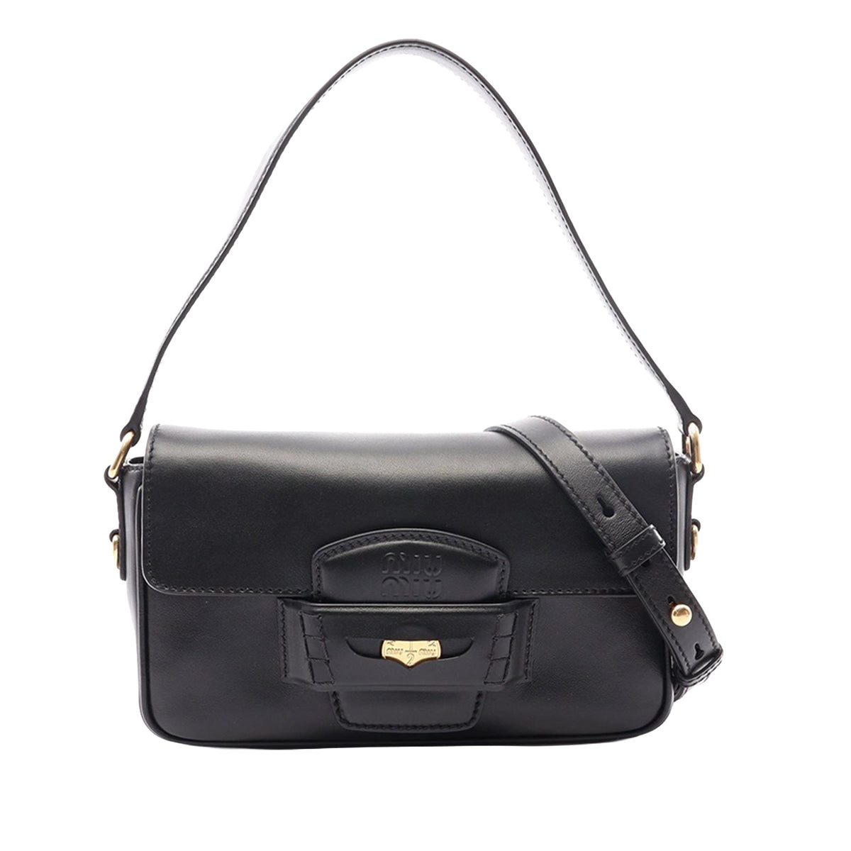 Miu Miu Calfskin Penny Satchel — Black