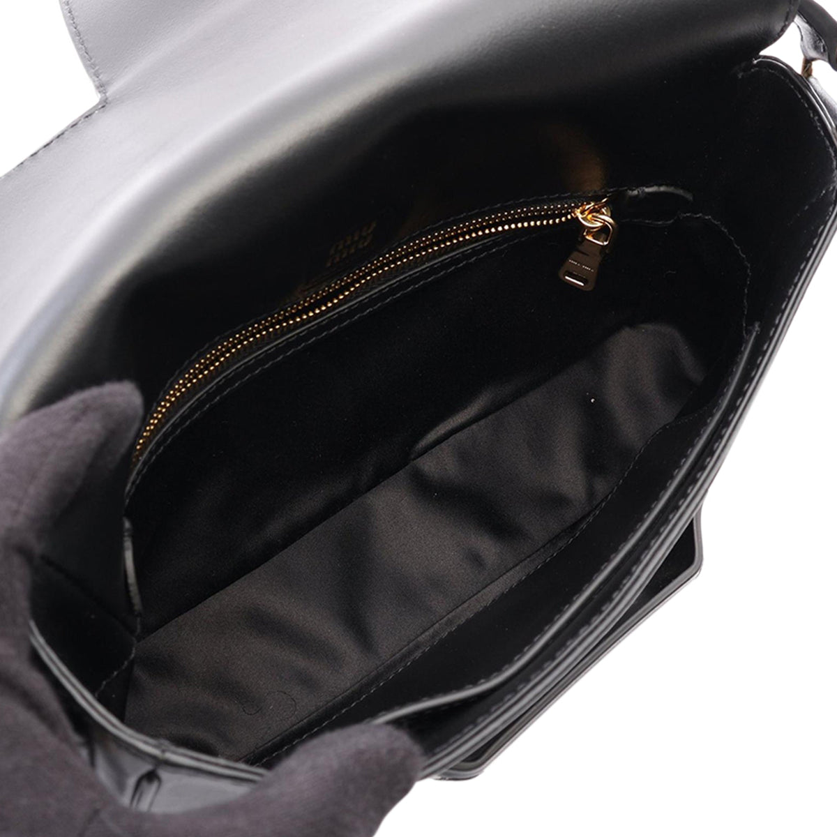 Miu Miu Calfskin Penny Satchel — Black