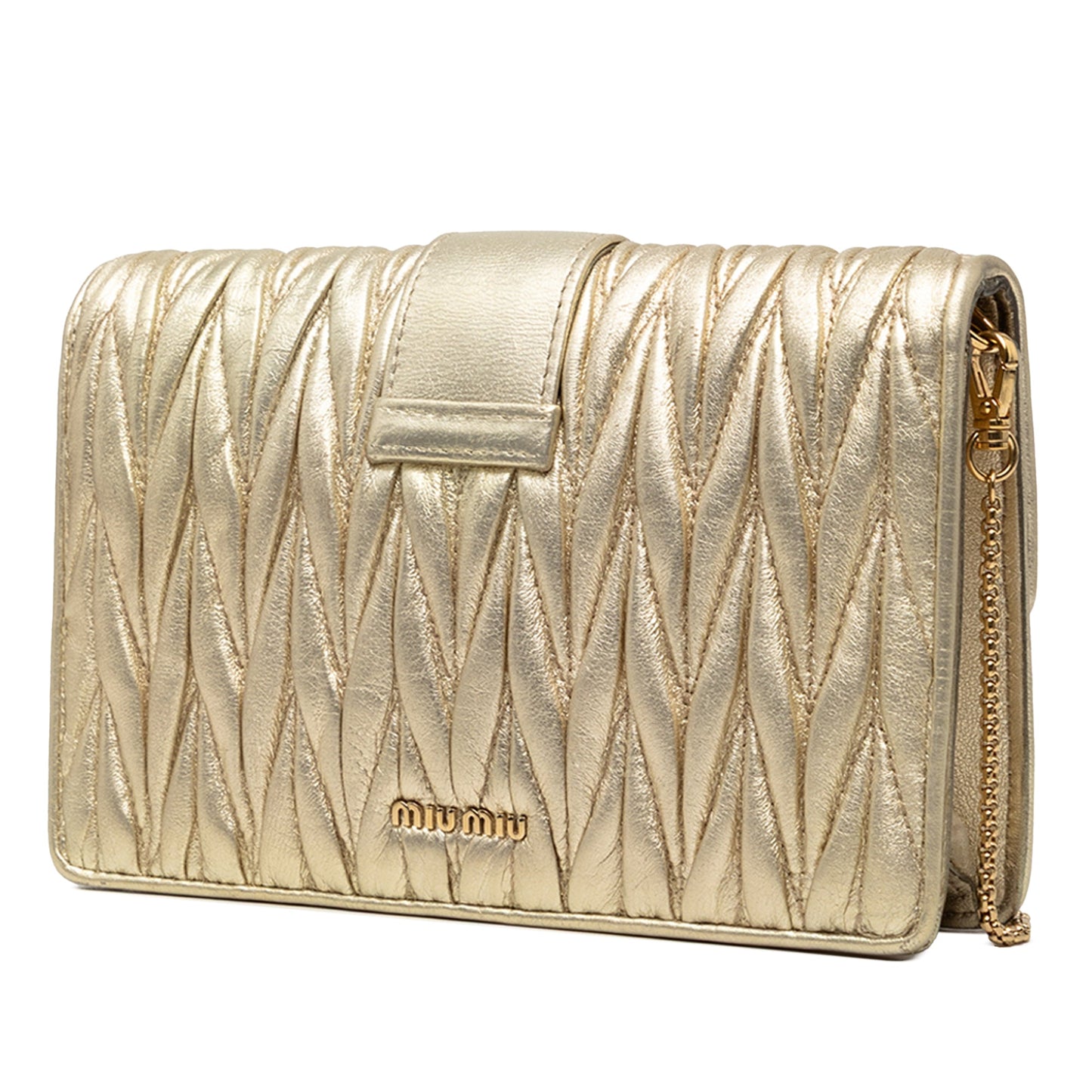 Miu Miu Metallic Matelasse Nappa Crystal Embellished Crossbody