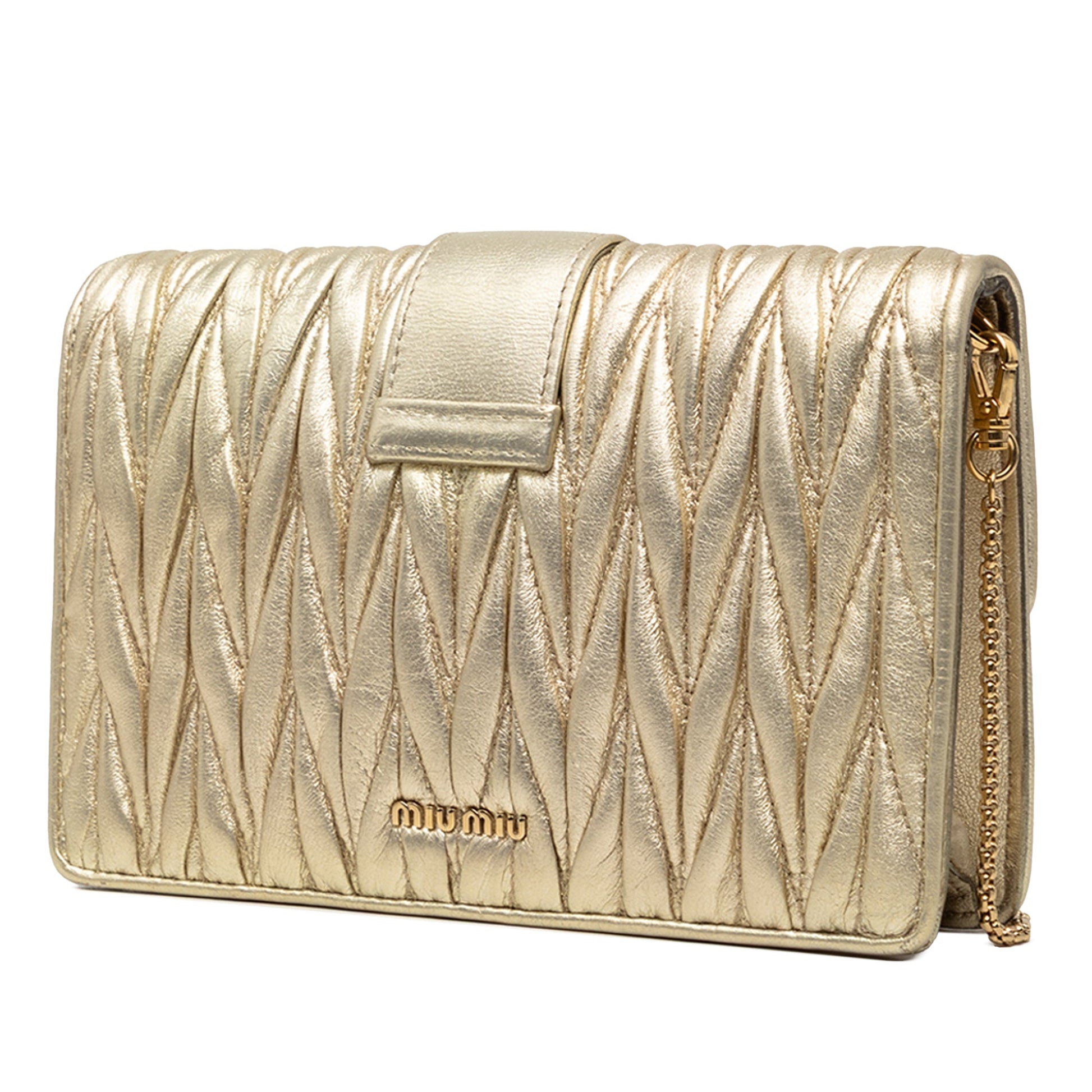 Miu Miu Metallic Matelasse Nappa Crystal Embellished Crossbody
