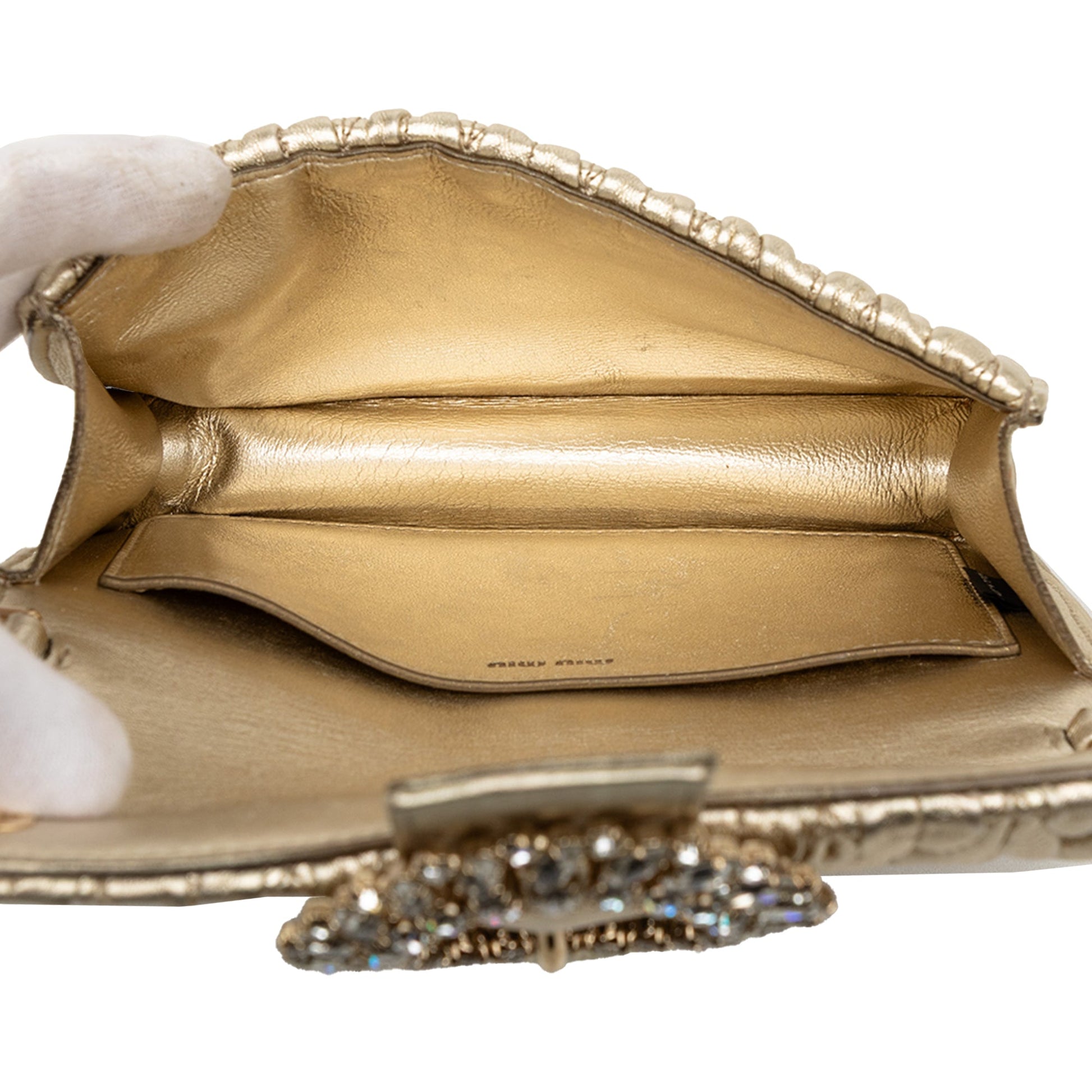 Miu Miu Metallic Matelasse Nappa Crystal Embellished Crossbody