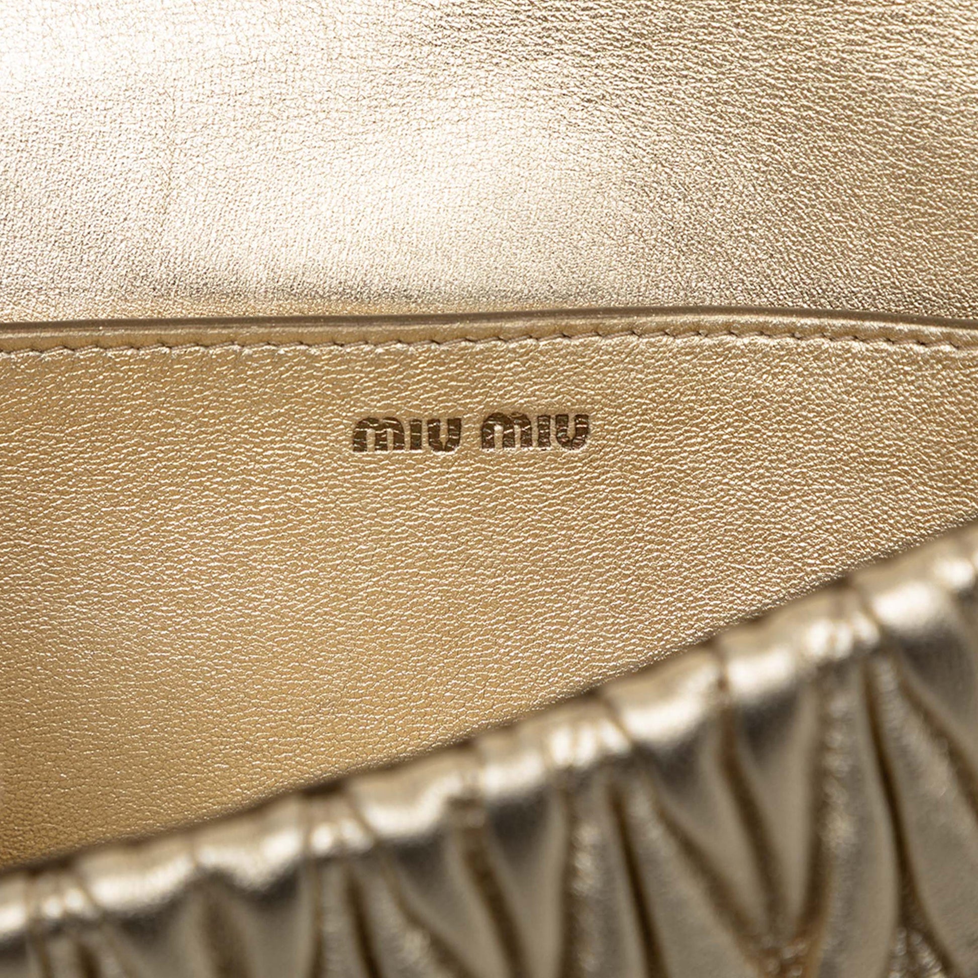 Miu Miu Metallic Matelasse Nappa Crystal Embellished Crossbody