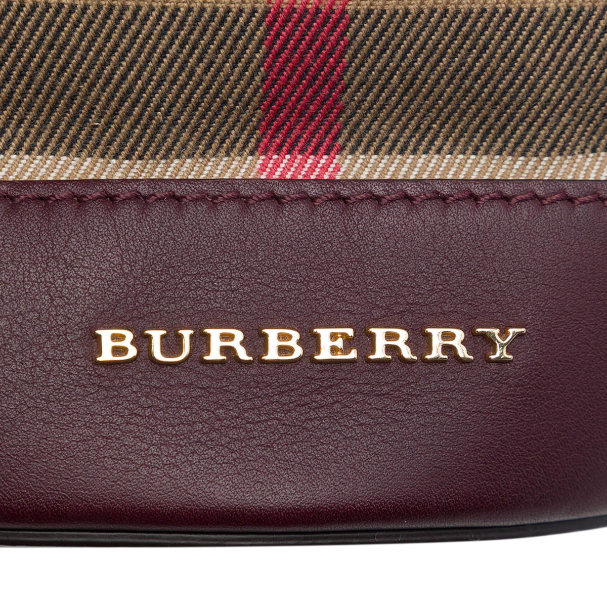Burberry Mega Check Canvas and Suede Fringe Bucket Bag — Red