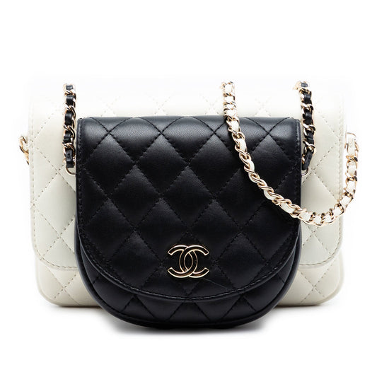 Chanel CC Quilted Lambskin Side Packs Flap