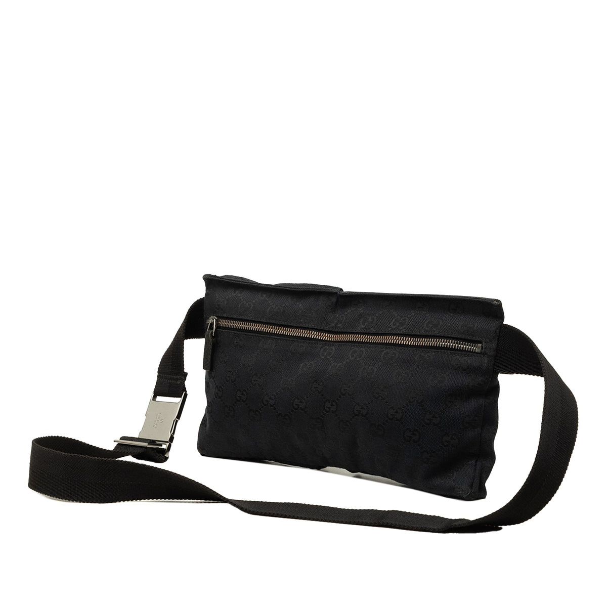Gucci GG Canvas Double Pocket Belt Bag — Black