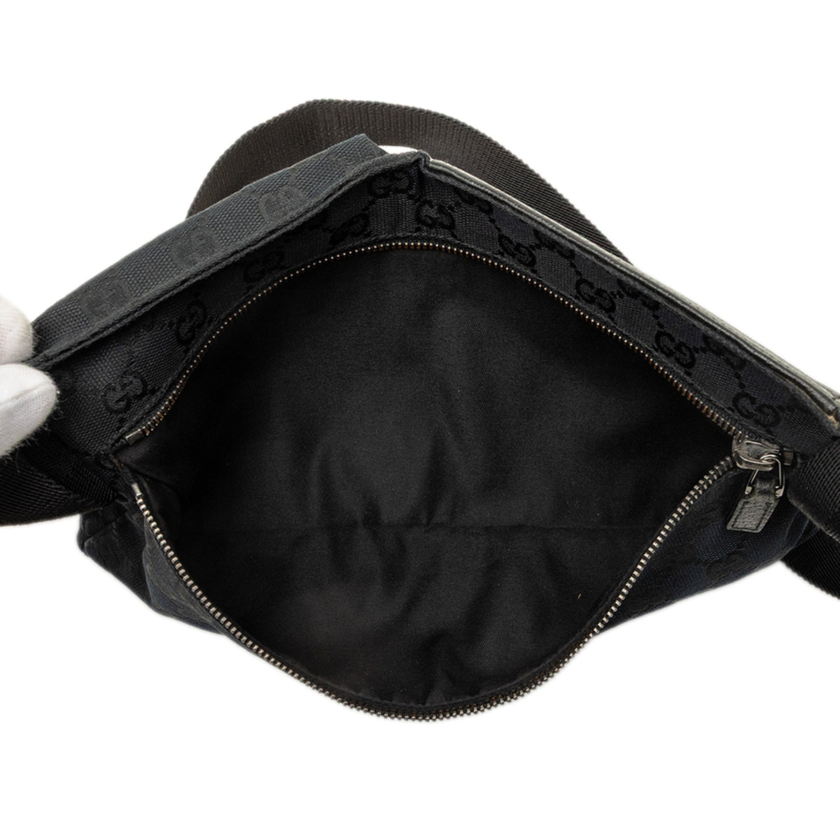 Gucci GG Canvas Double Pocket Belt Bag — Black