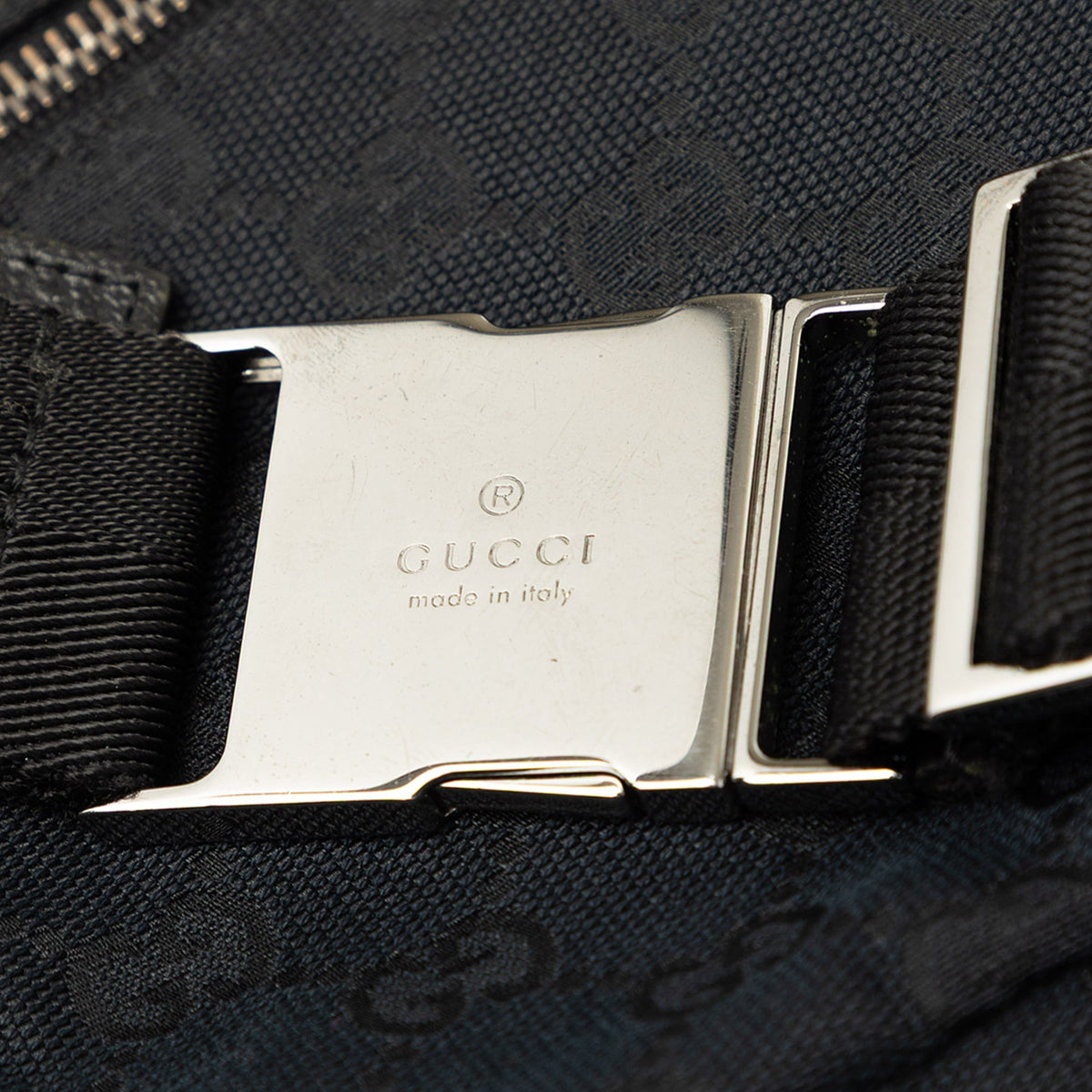 Gucci GG Canvas Double Pocket Belt Bag — Black