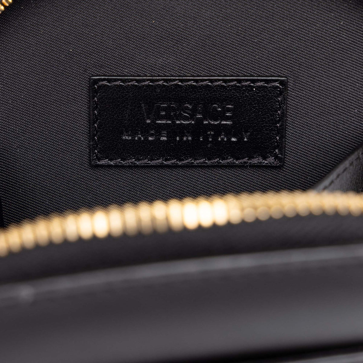 Versace Leather Medusa Phone Pouch Crossbody — Black
