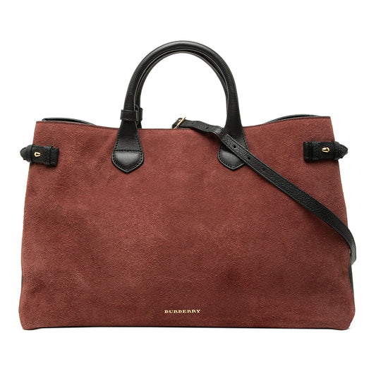 Burberry Large Suede and Calfskin Banner Satchel