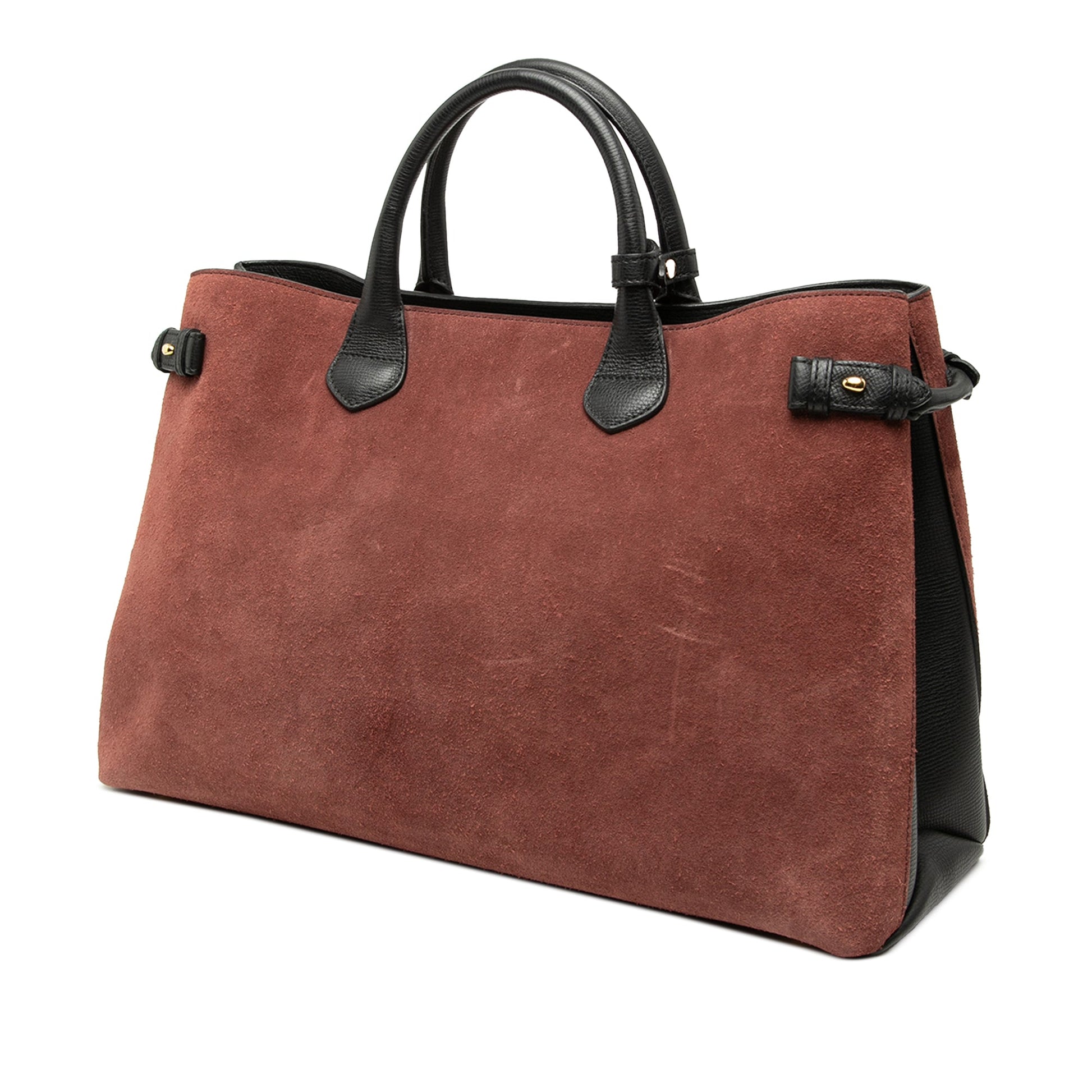 Burberry Large Suede and Calfskin Banner Satchel