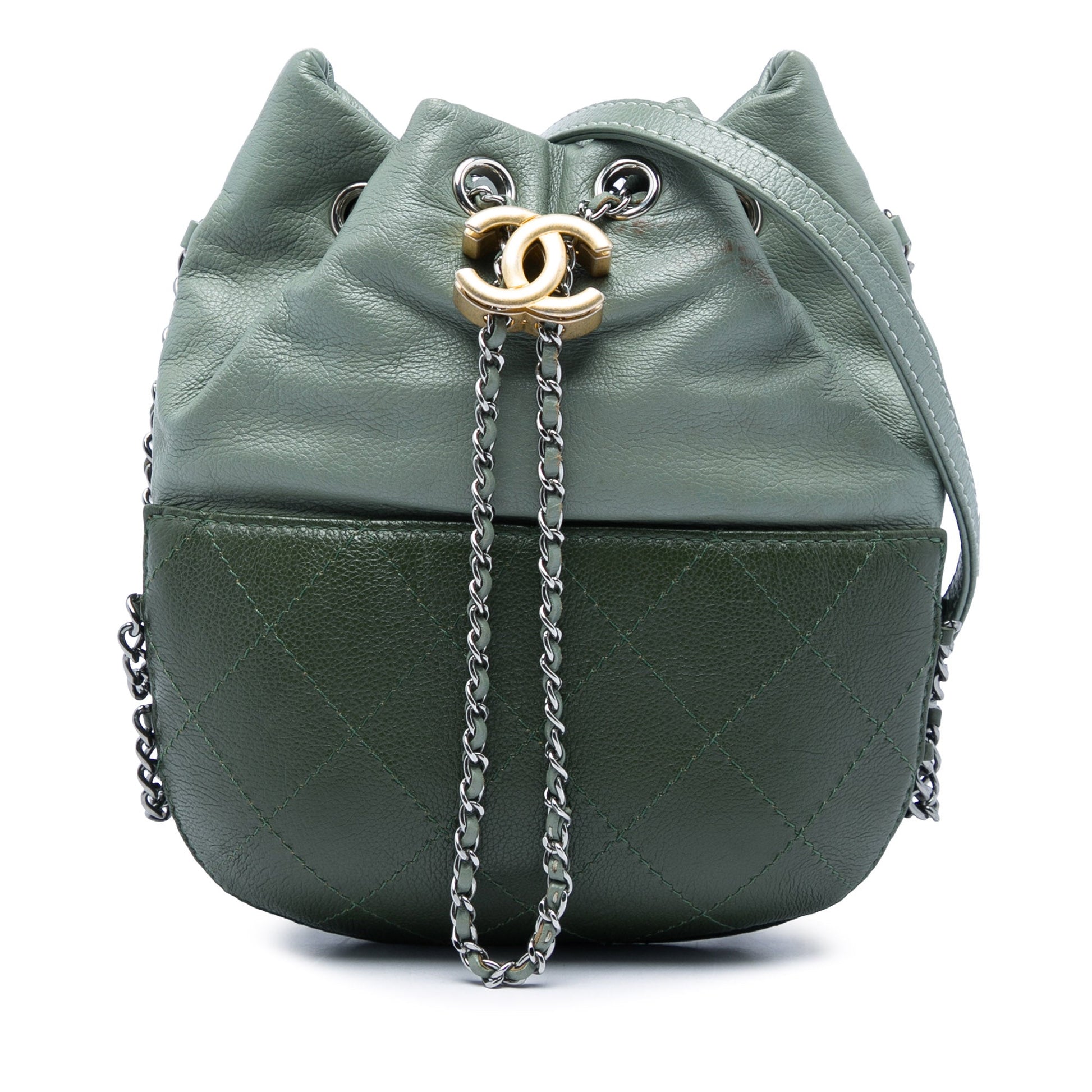 Chanel Small Bicolor Quilted Calfskin Gabrielle Bucket Bag