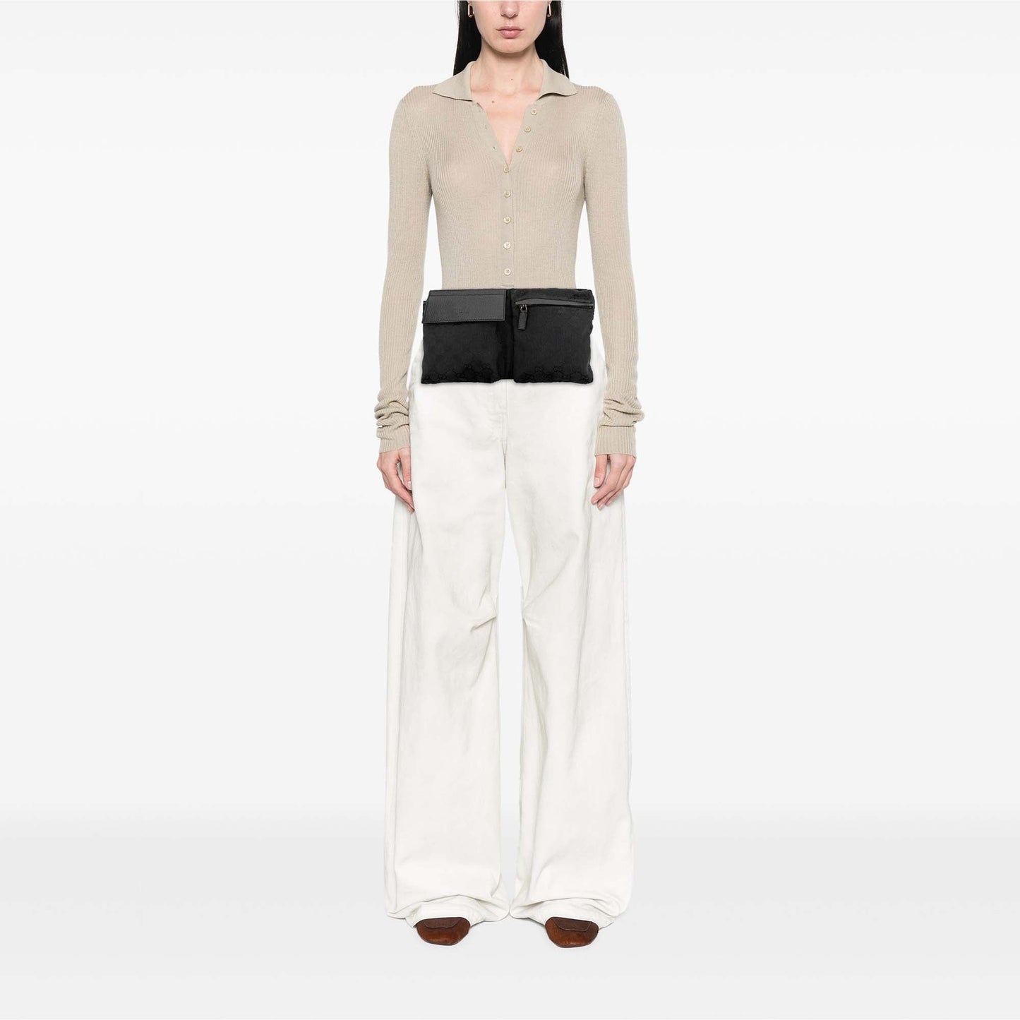 Gucci GG Canvas Double Pocket Belt Bag