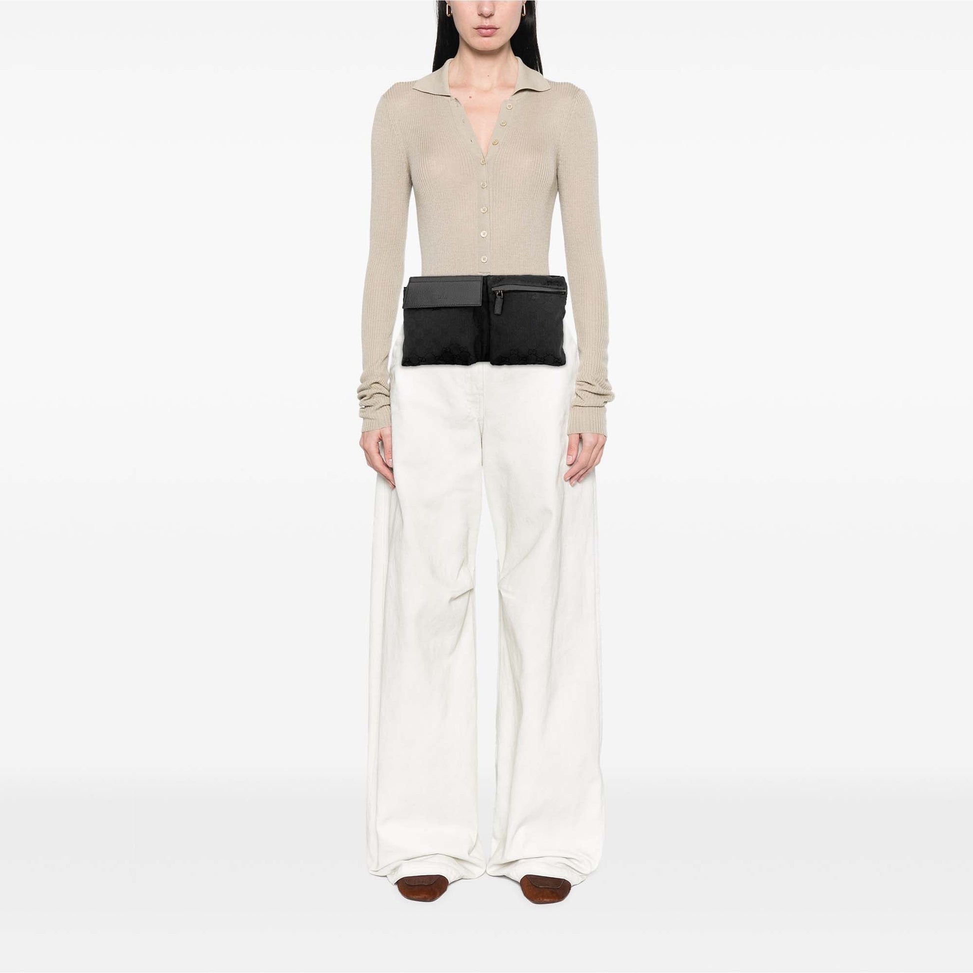 Gucci GG Canvas Double Pocket Belt Bag