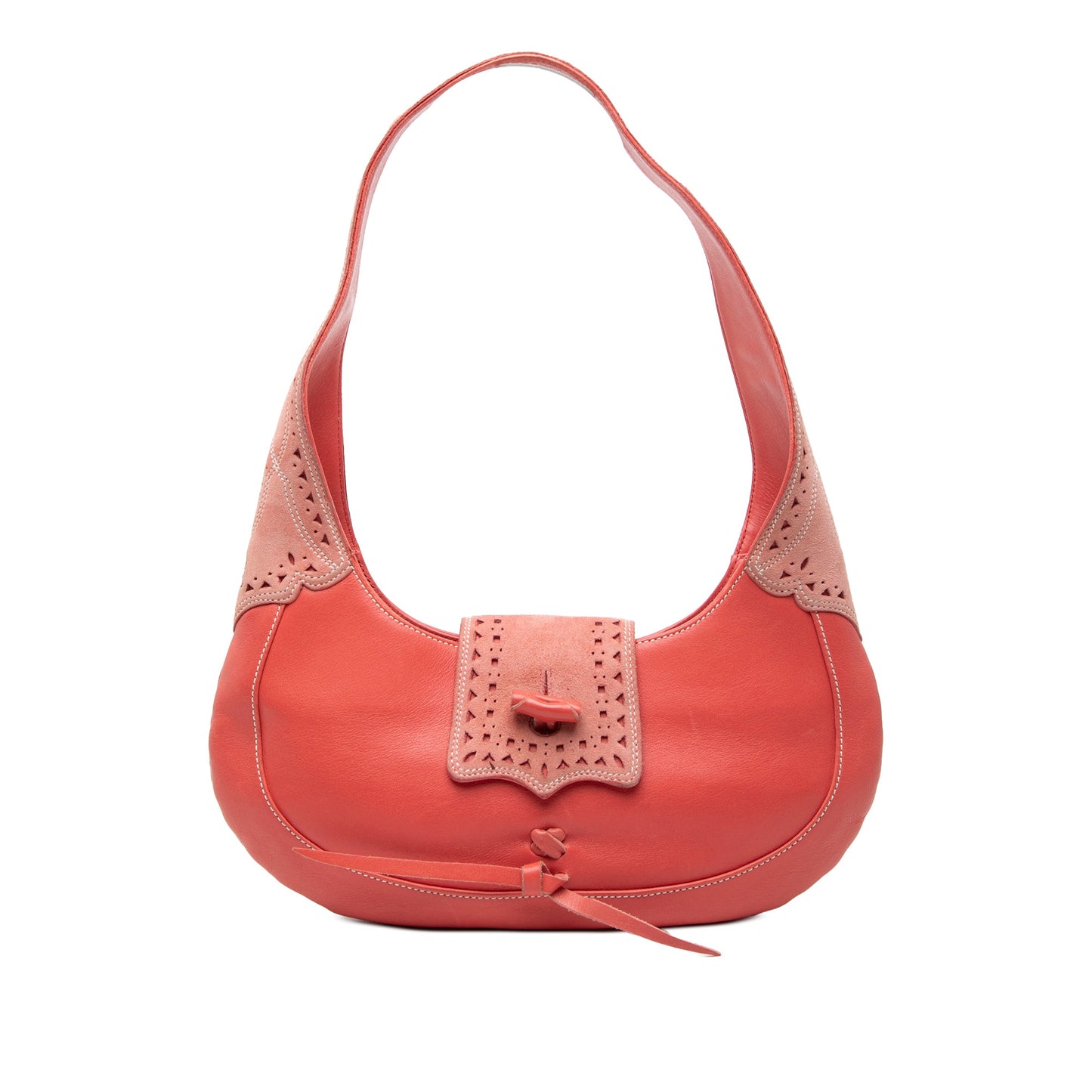 LOEWE Suede Trimmed Calfskin Half Moon Hobo
