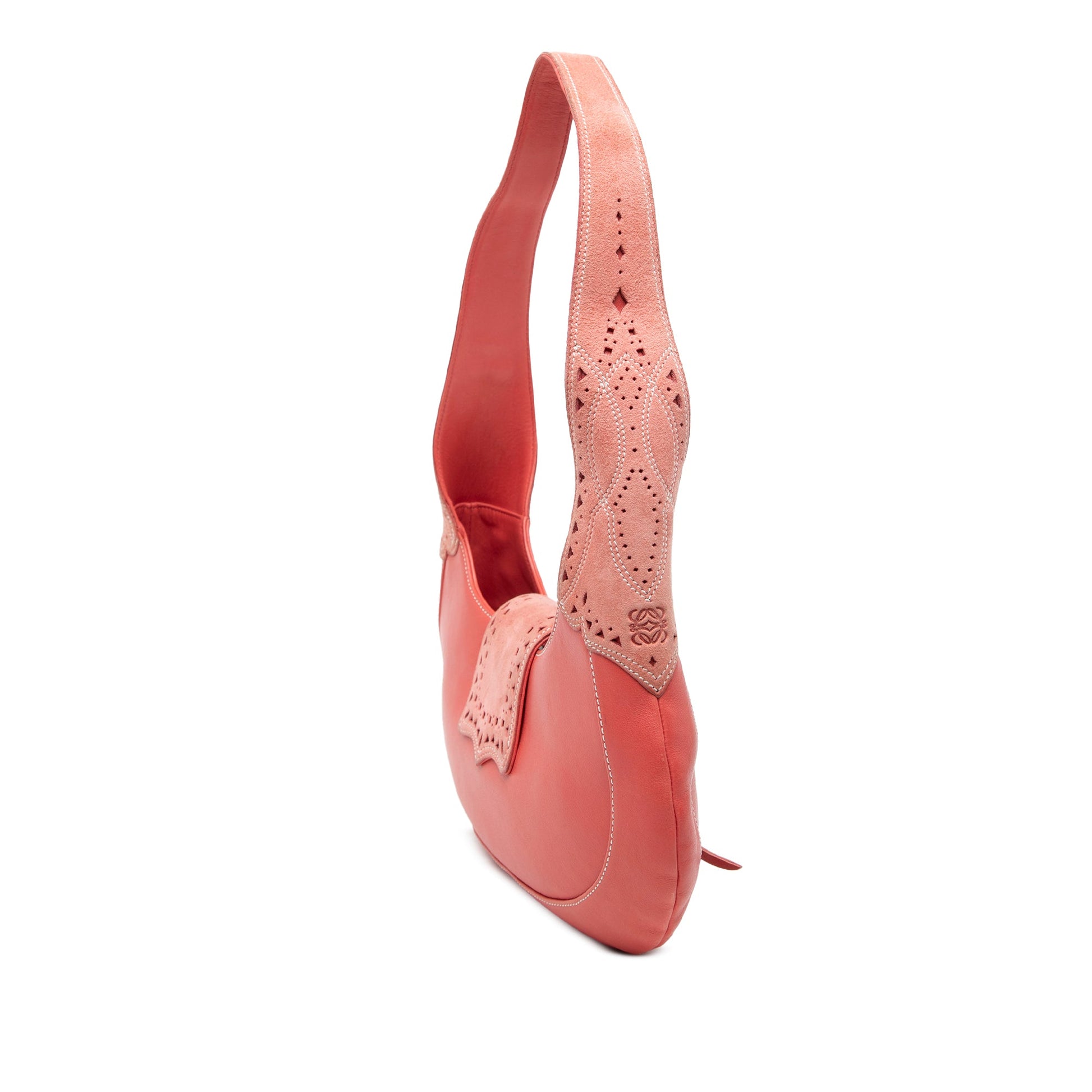 LOEWE Suede Trimmed Calfskin Half Moon Hobo