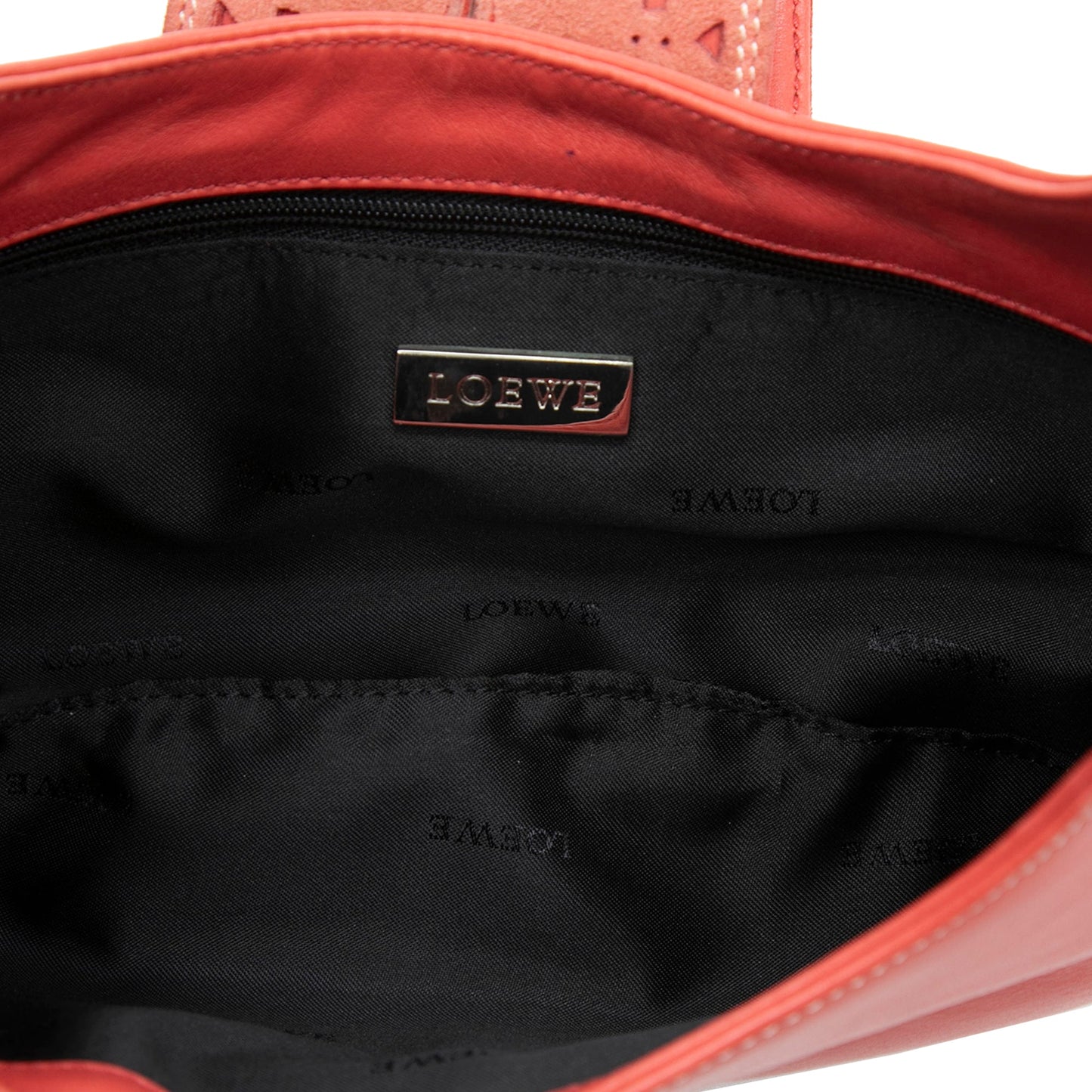 LOEWE Suede Trimmed Calfskin Half Moon Hobo