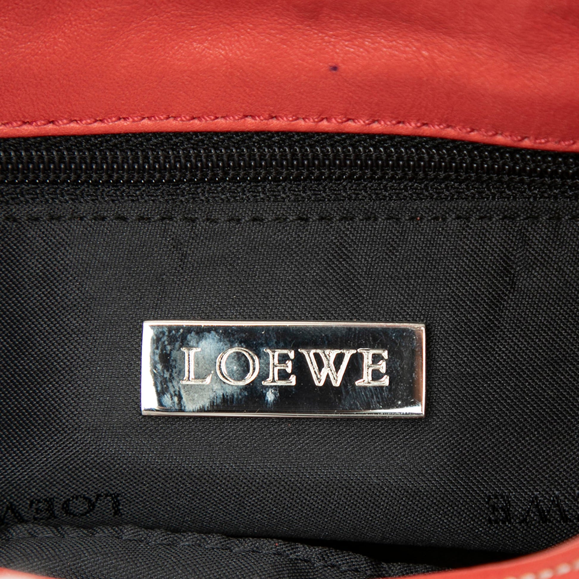 LOEWE Suede Trimmed Calfskin Half Moon Hobo