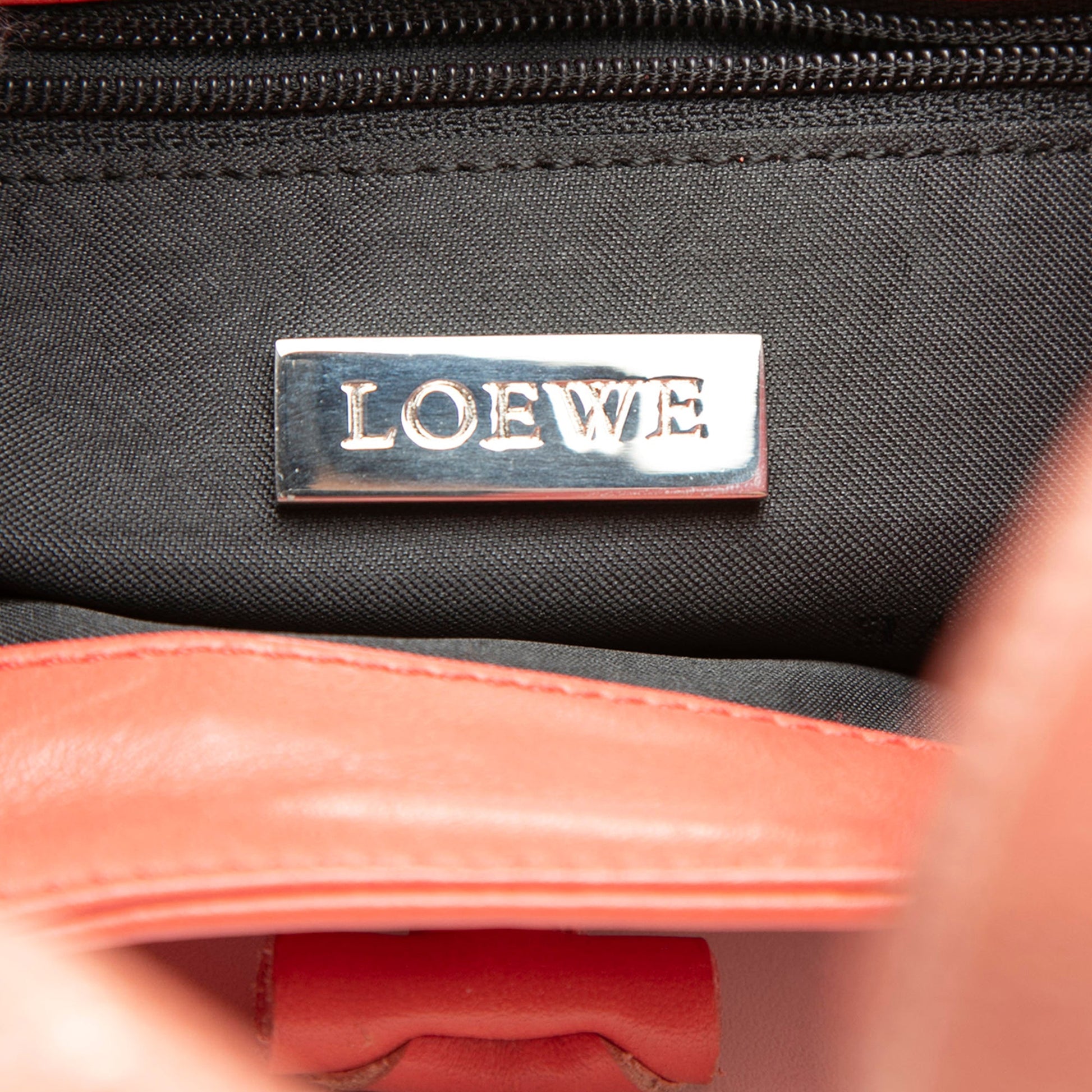 LOEWE Suede Trimmed Calfskin Half Moon Hobo