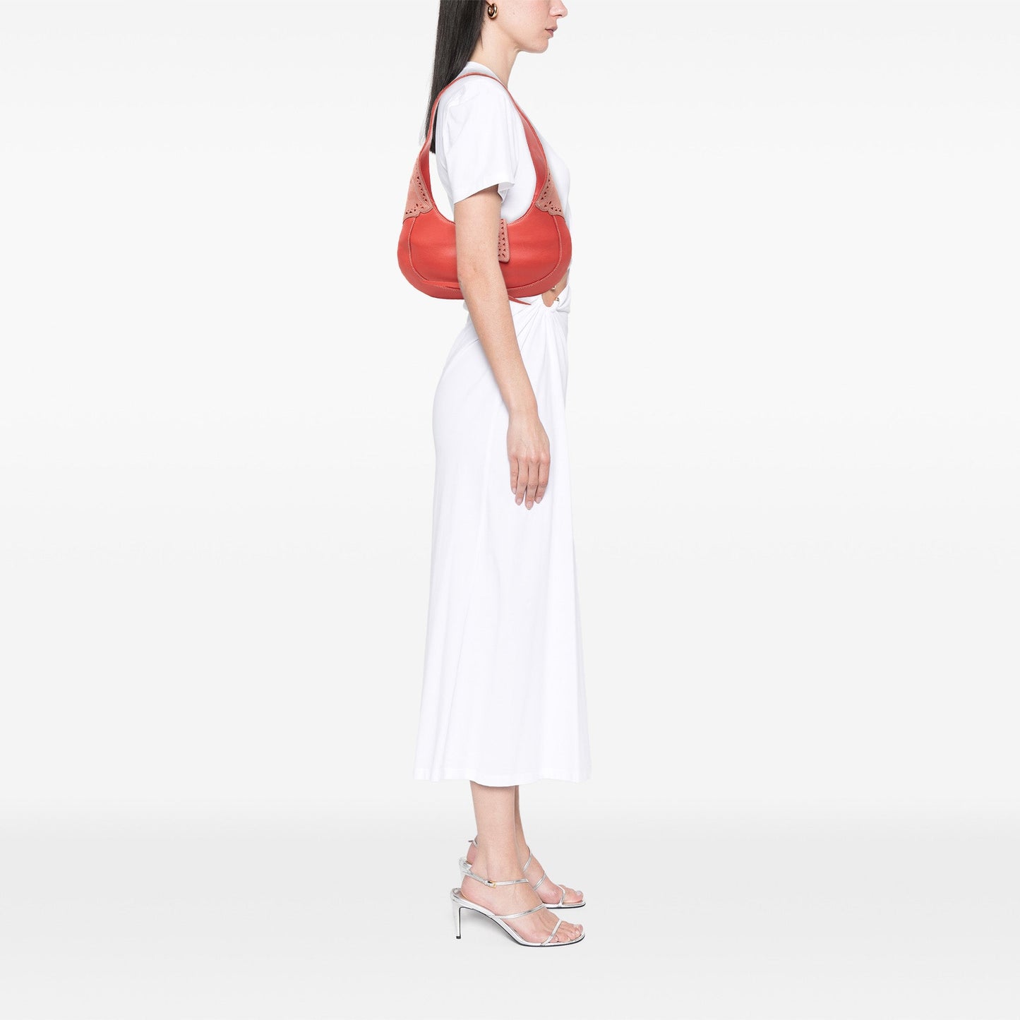 LOEWE Suede Trimmed Calfskin Half Moon Hobo