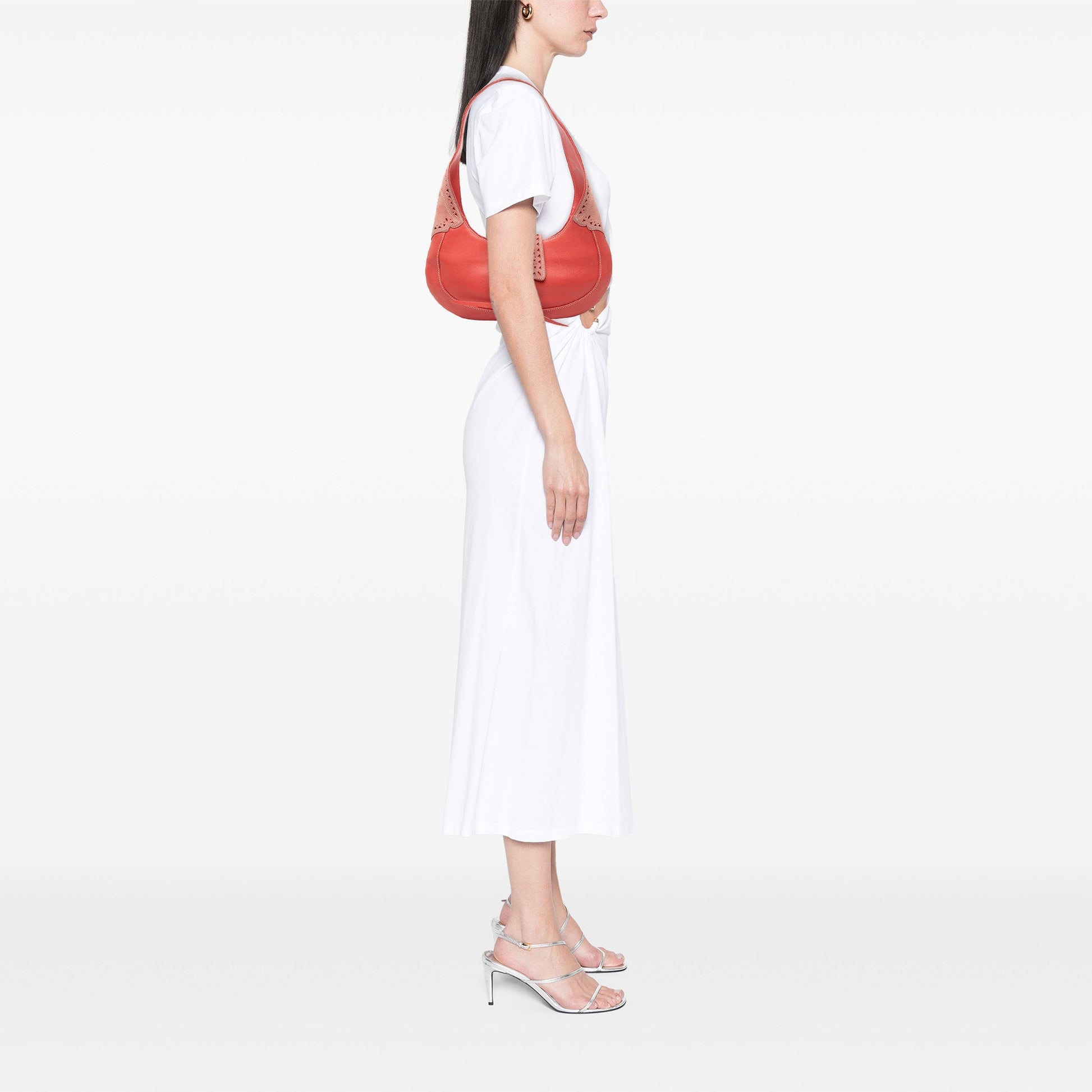 LOEWE Suede Trimmed Calfskin Half Moon Hobo
