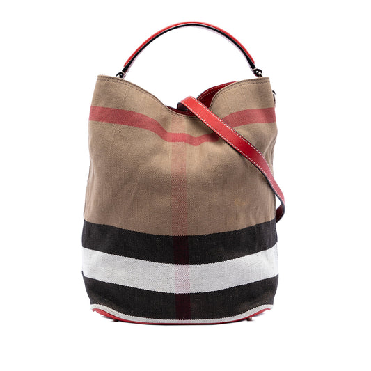 Burberry Medium Mega Check Canvas Ashby Bucket Bag