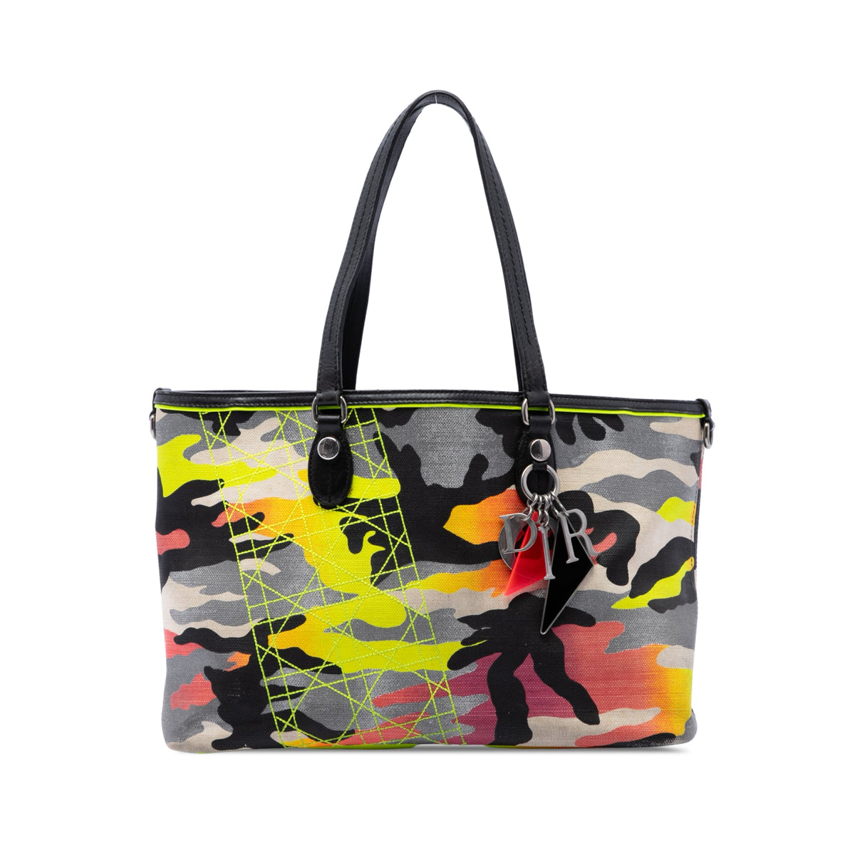 Dior Anselm Reyle Medium Canvas Camouflage Tote — Yellow
