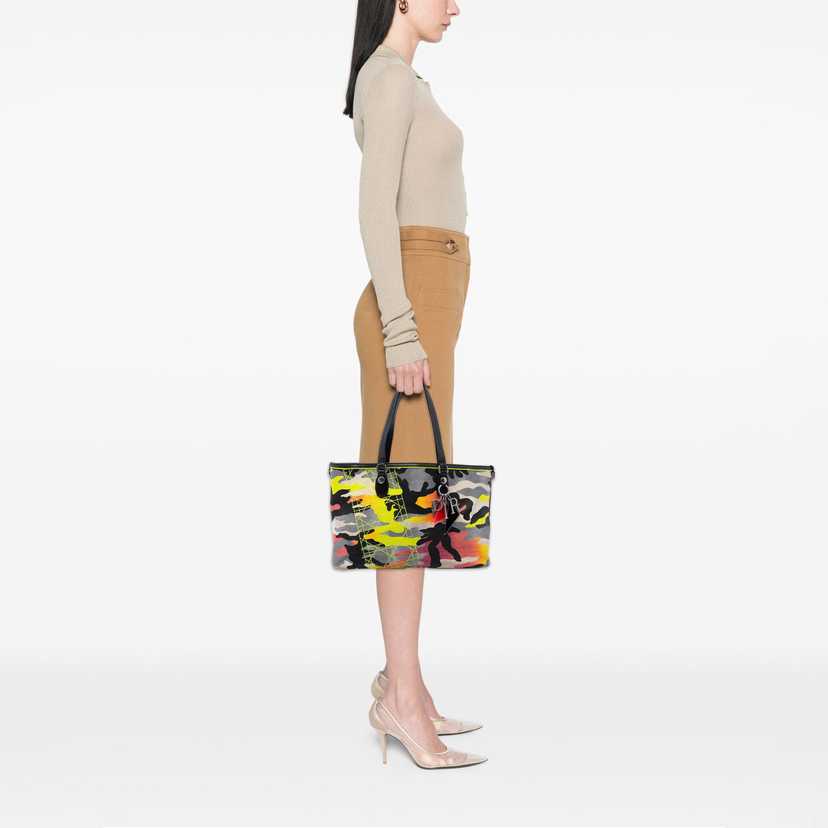 Dior Anselm Reyle Medium Canvas Camouflage Tote — Yellow