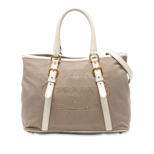 Prada Canvas Canapa Logo Satchel