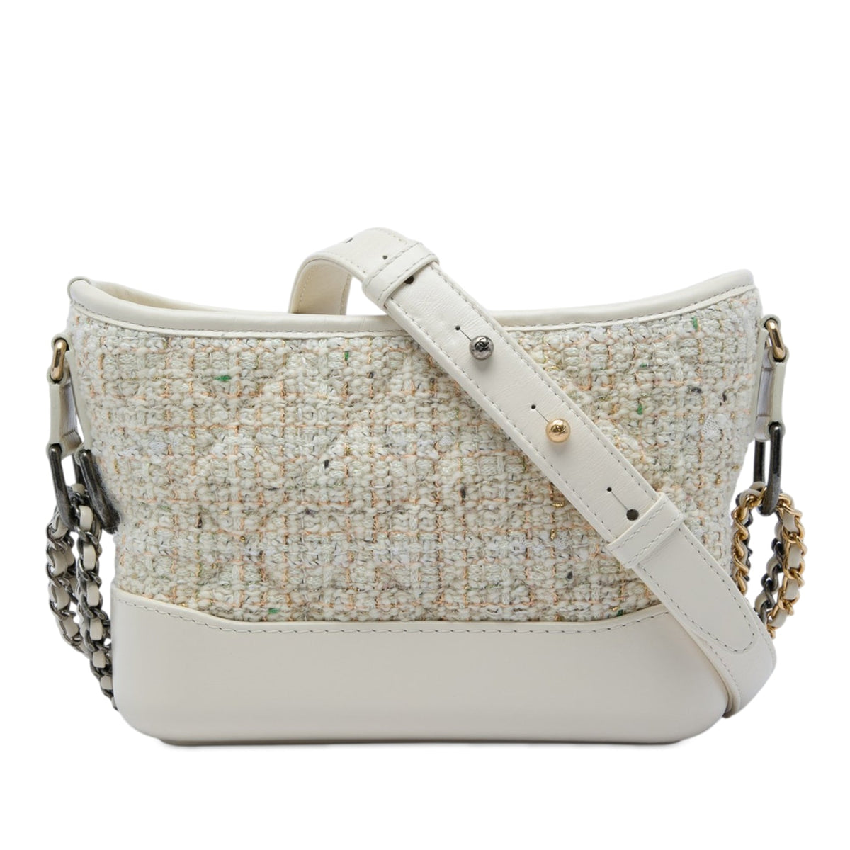 Chanel Small Tweed and Calfskin Gabrielle Crossbody — Brown