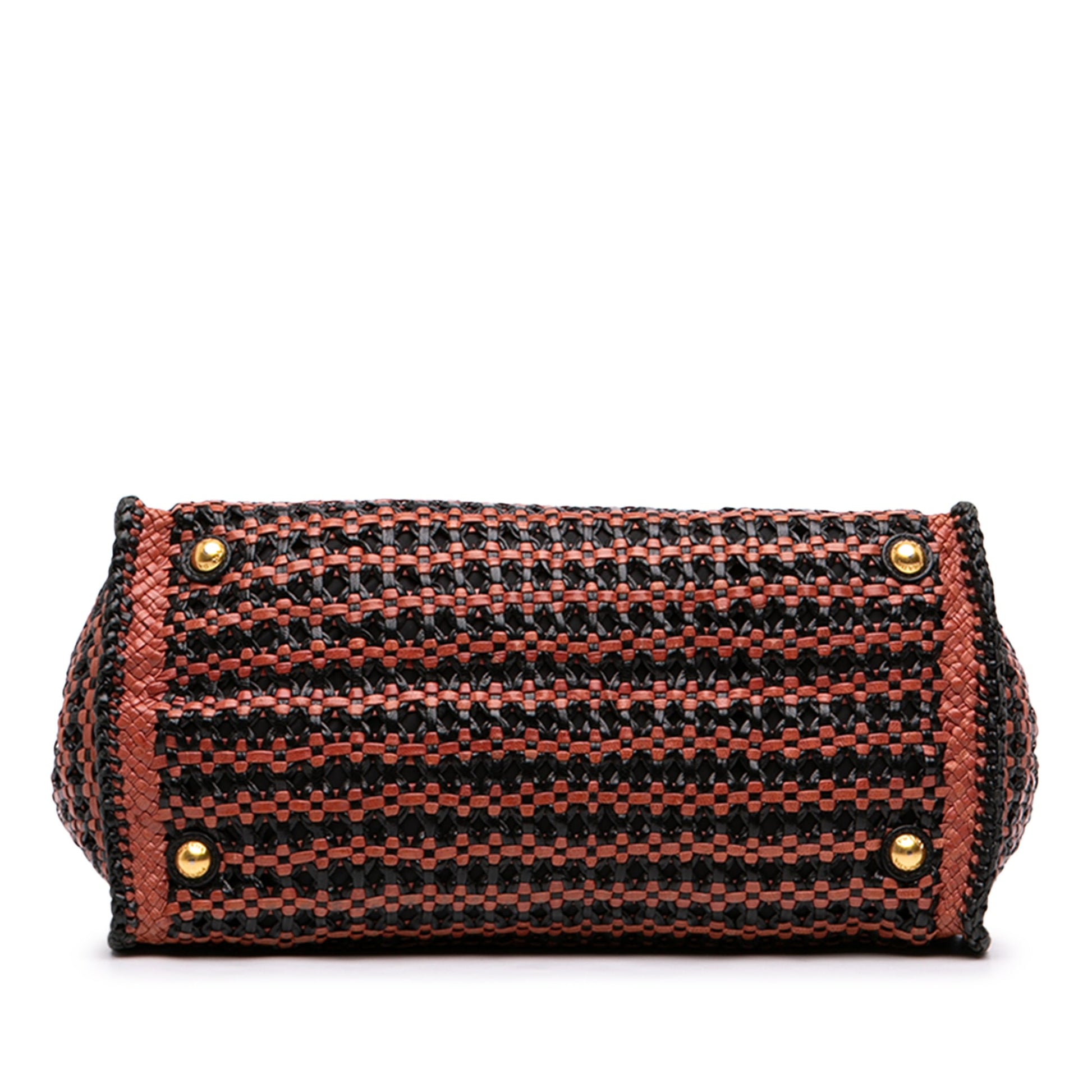 Prada Small Bicolor Woven Goatskin Madras Satchel