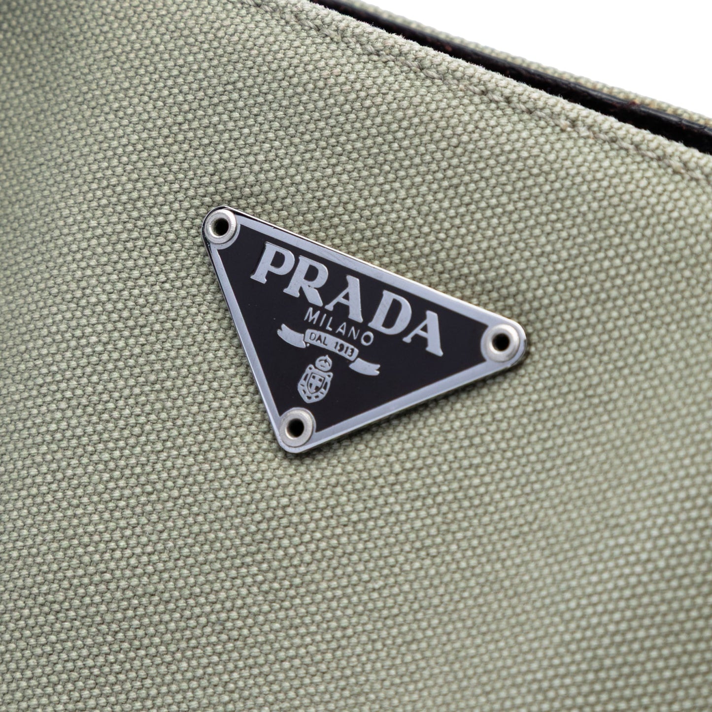 Prada Cinghiale Trimmed Canvas Canapa Tote