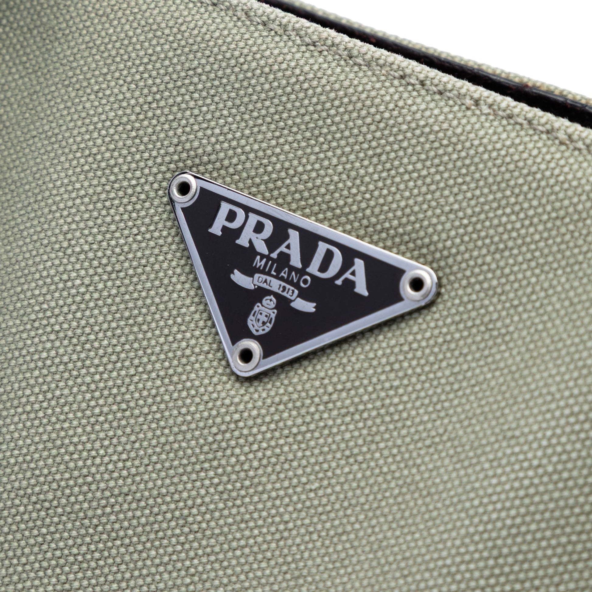 Prada Cinghiale Trimmed Canvas Canapa Tote