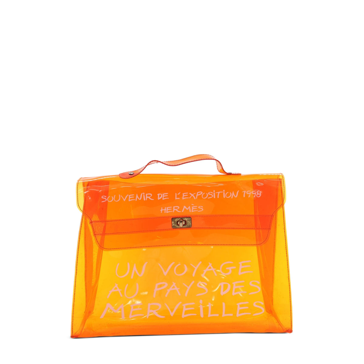 Hermès Vinyl Souvenir De L Exposition Kelly Handbag — Orange