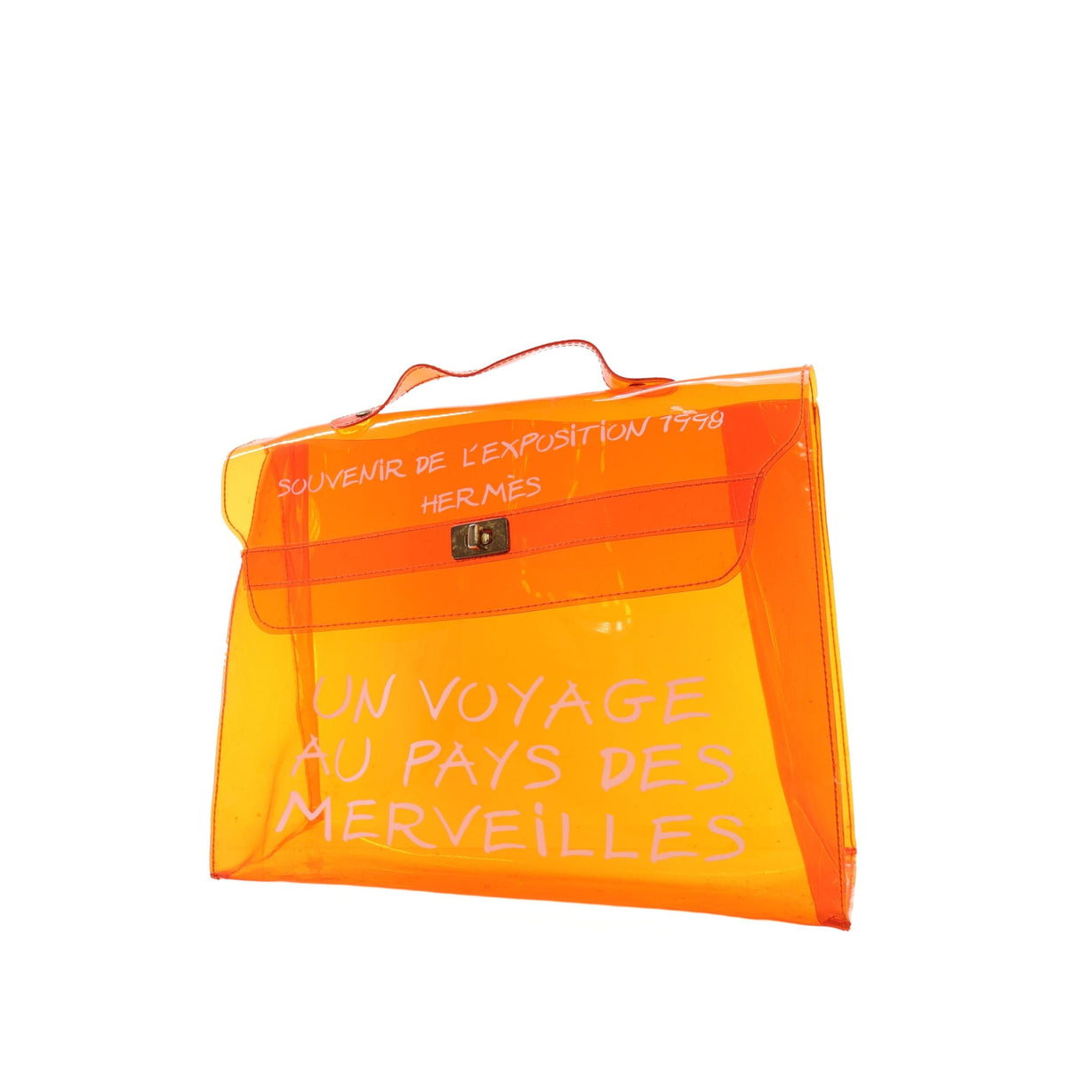 Hermès Vinyl Souvenir De L Exposition Kelly Handbag — Orange