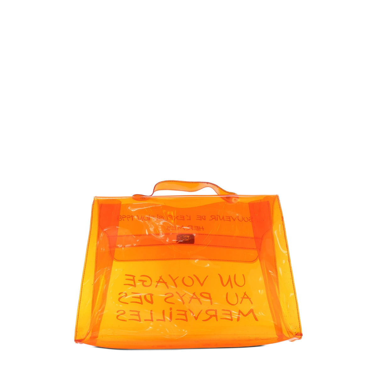 Hermès Vinyl Souvenir De L Exposition Kelly Handbag — Orange
