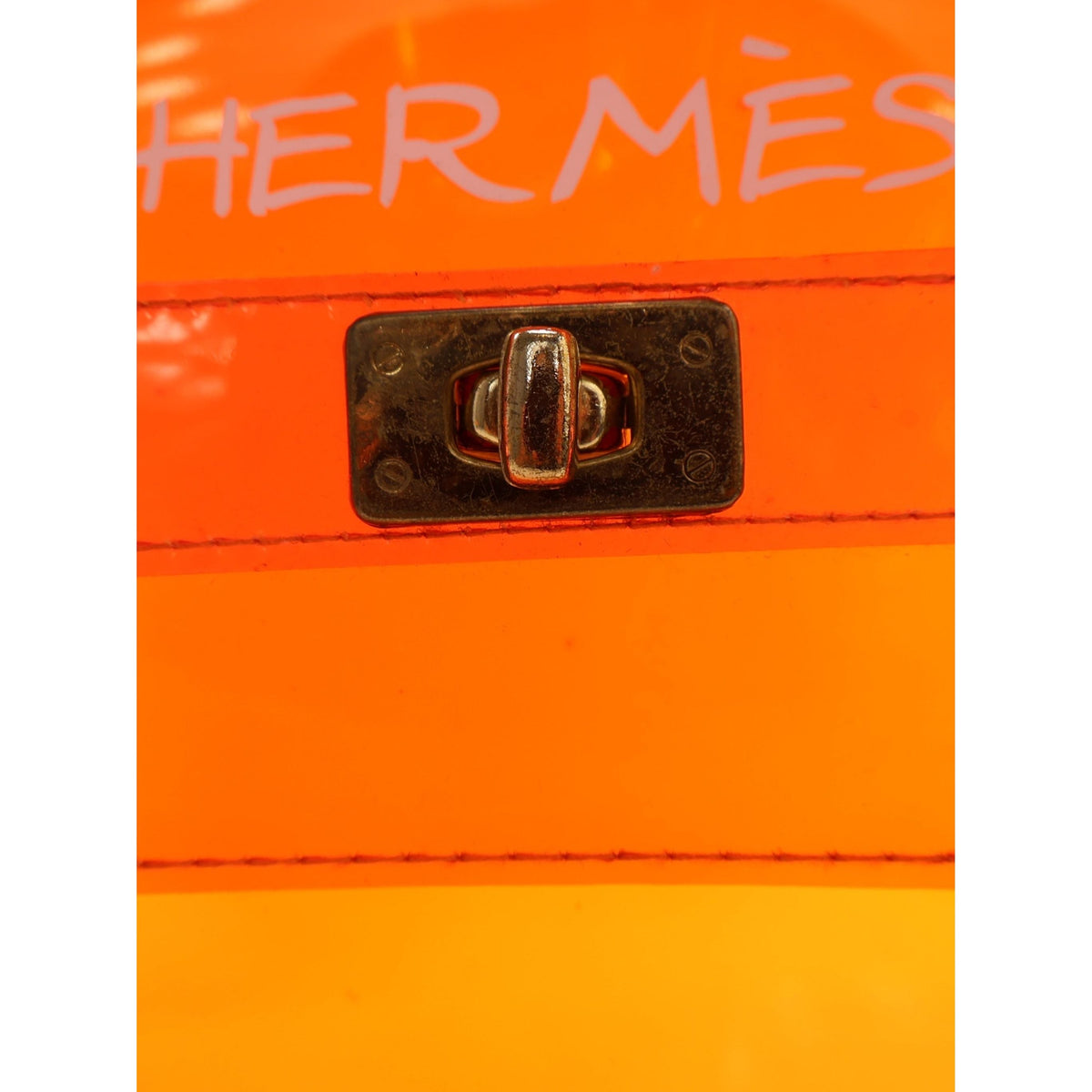 Hermès Vinyl Souvenir De L Exposition Kelly Handbag — Orange