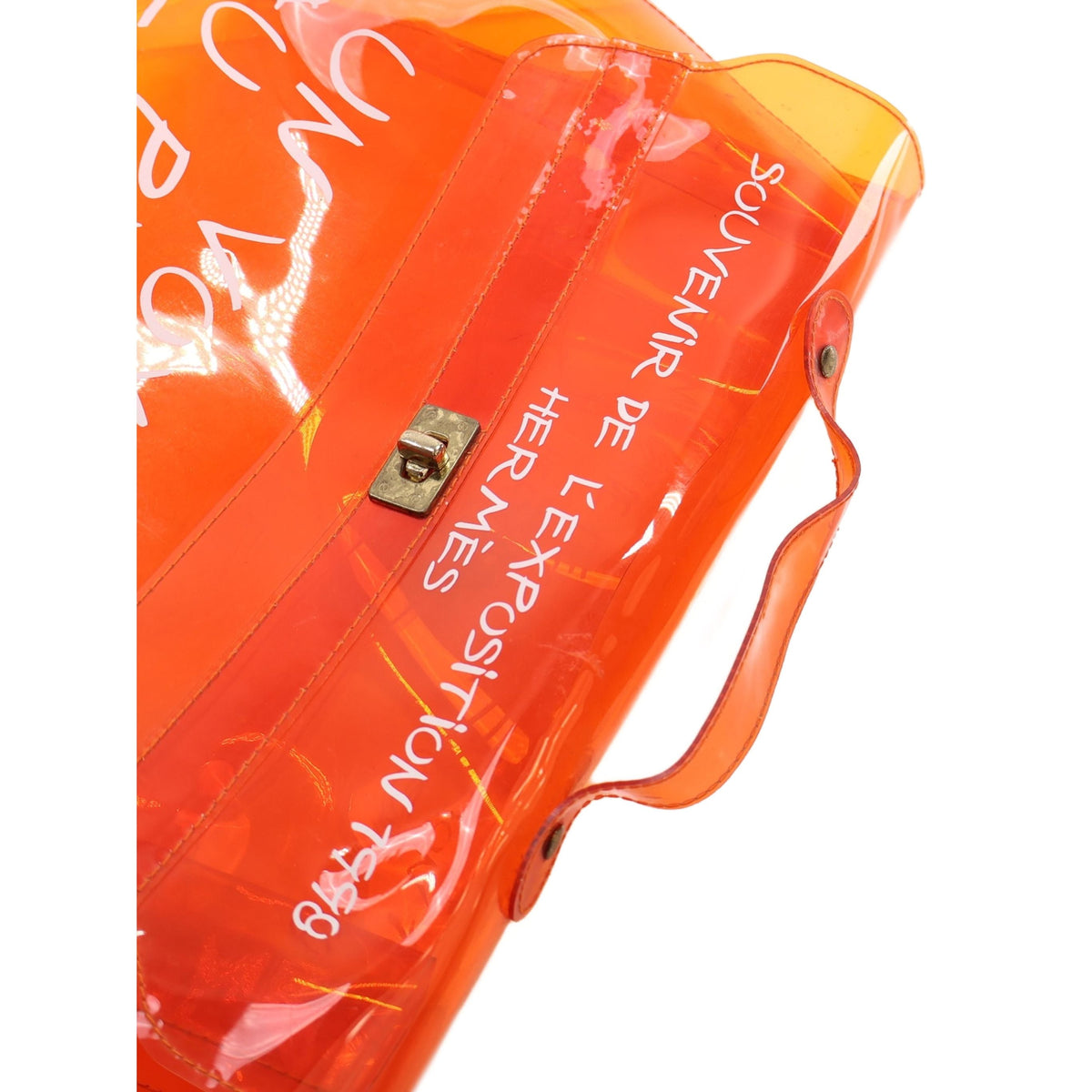 Hermès Vinyl Souvenir De L Exposition Kelly Handbag — Orange