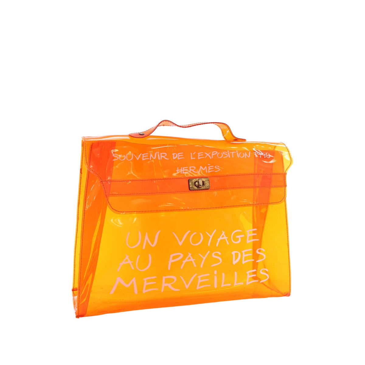 Hermès Vinyl Souvenir De L Exposition Kelly Handbag — Orange