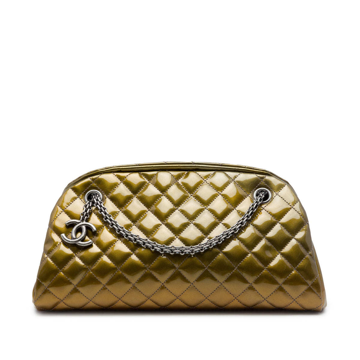 Chanel Medium Patent Ombre Just Mademoiselle Bowling Bag — Gold