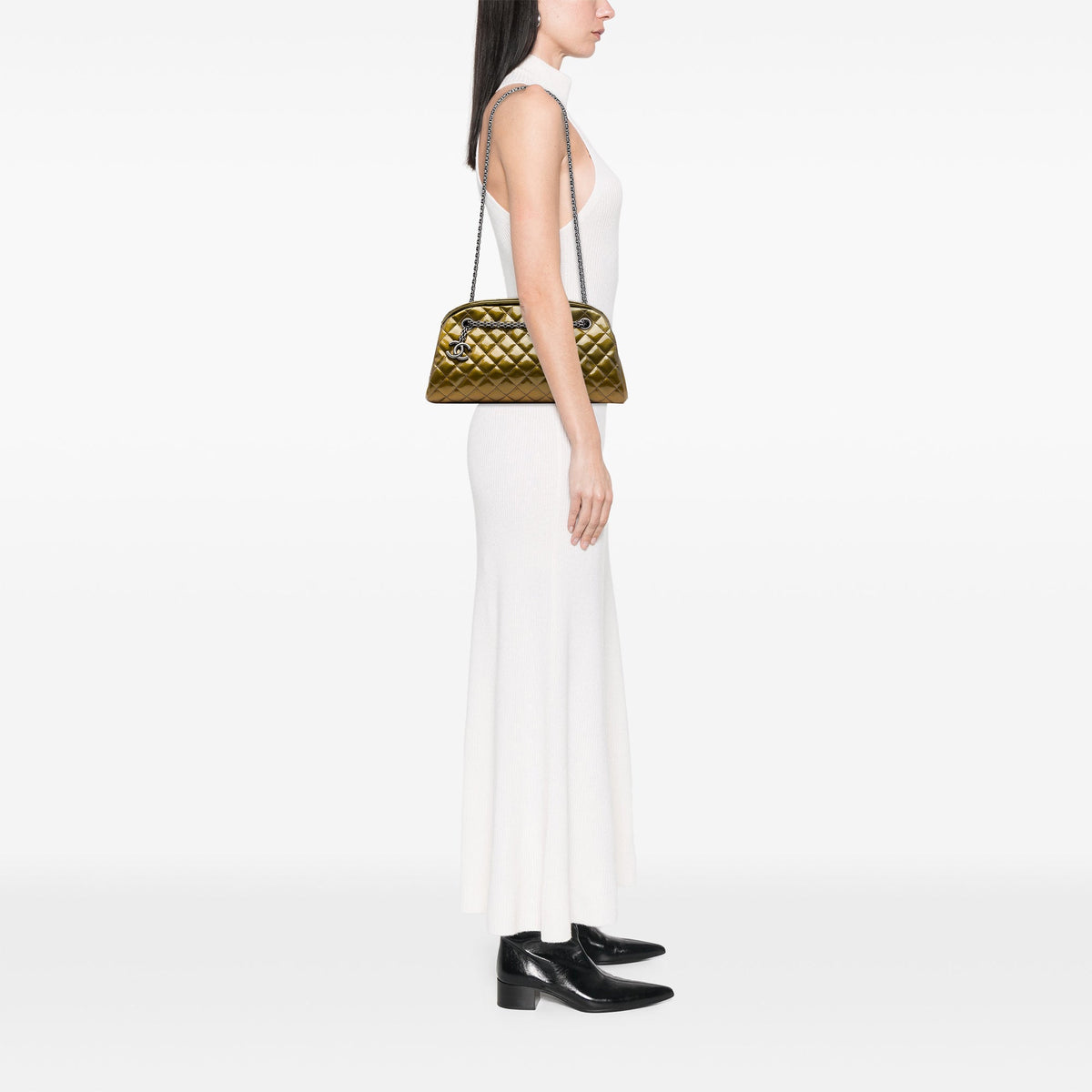 Chanel Medium Patent Ombre Just Mademoiselle Bowling Bag — Gold