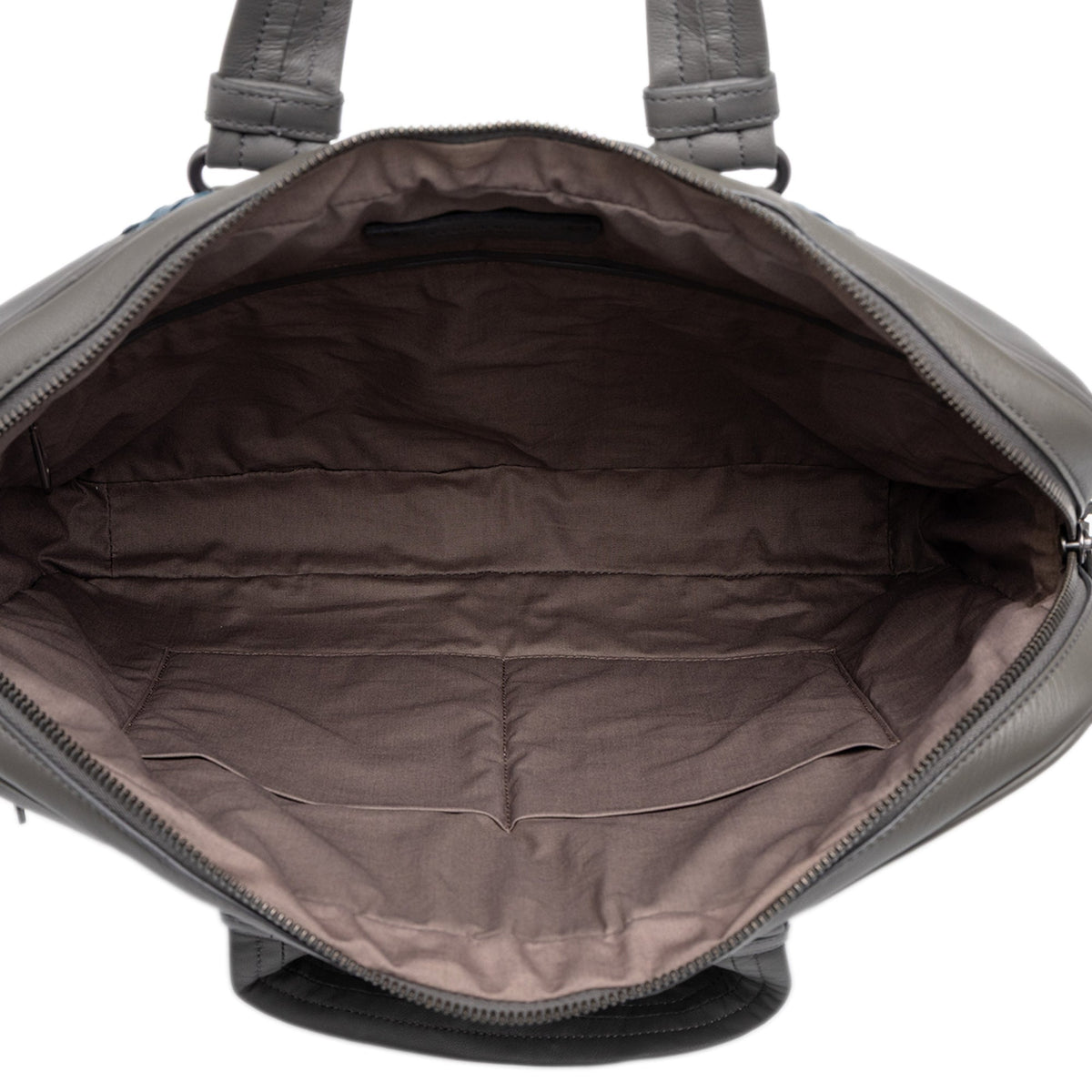 Bottega Veneta Intrecciato Trimmed Leather Briefcase — Gray