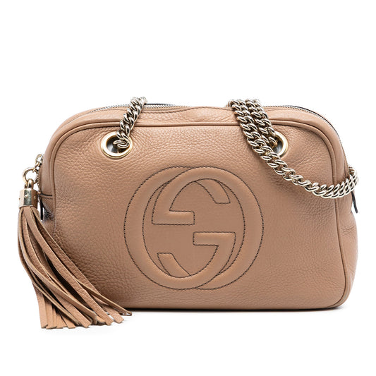 Gucci Pebbled Leather Soho Chain Zip Shoulder Bag