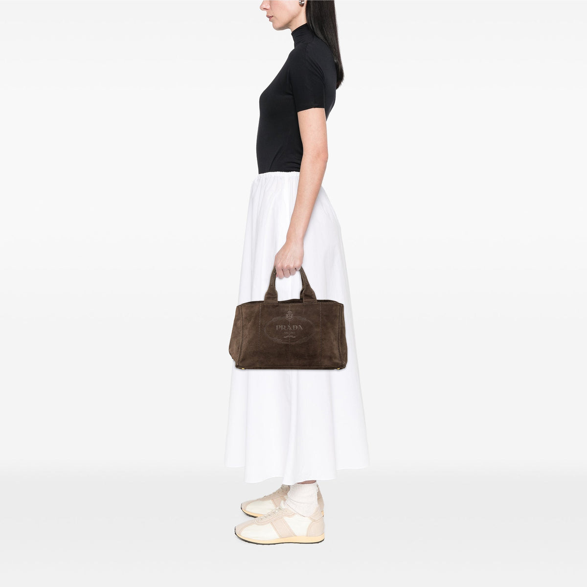 Prada Large Suede Canapa Logo Tote