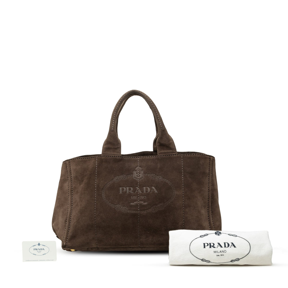 Prada Large Suede Canapa Logo Tote