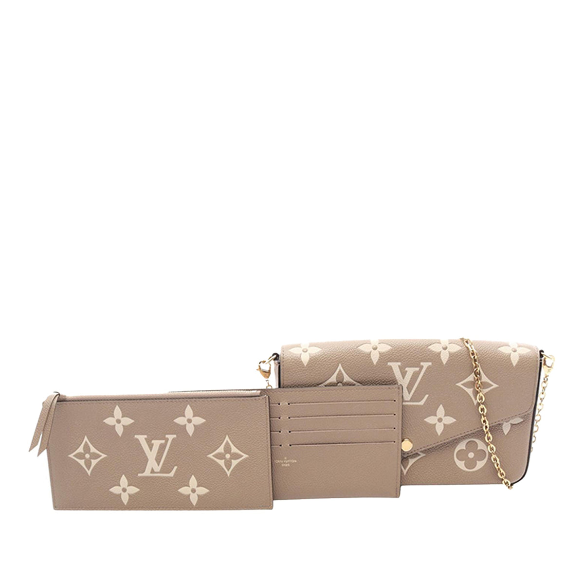 Louis Vuitton Bicolor Monogram Empreinte Pochette Felicie — Beige