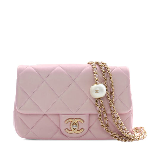 Chanel Mini Quilted  Iridescent Lambskin Pearly Flap